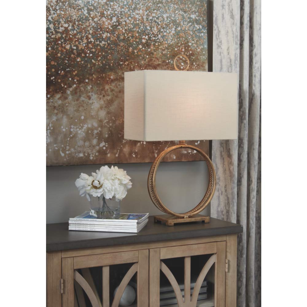 Signature Design by Ashley Table Lamp, Metal, 28in, Antique Gold & Copper, Model L208124, Set of Two