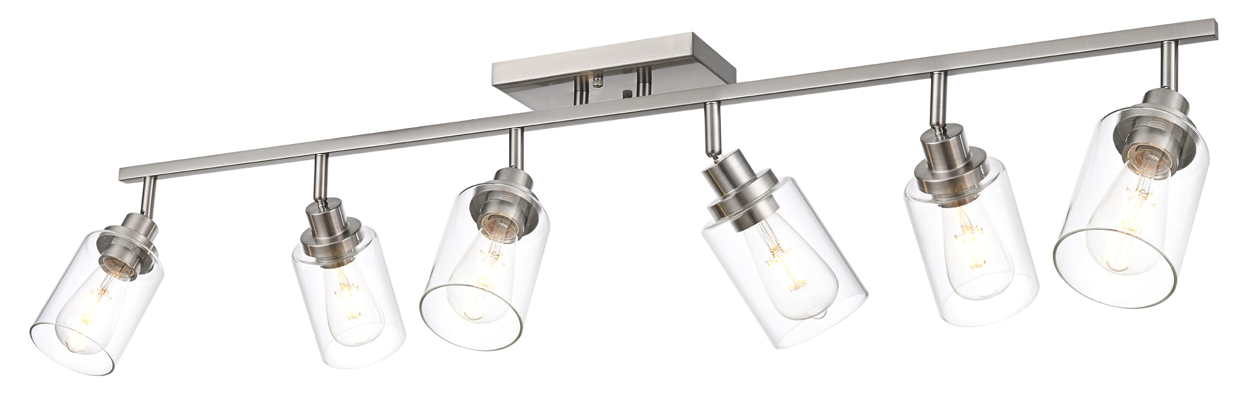 MELUCEE 6-Light Track Lighting Kit, Brushed Nickel, Glass Shades, Semi Flush Mount Fixture