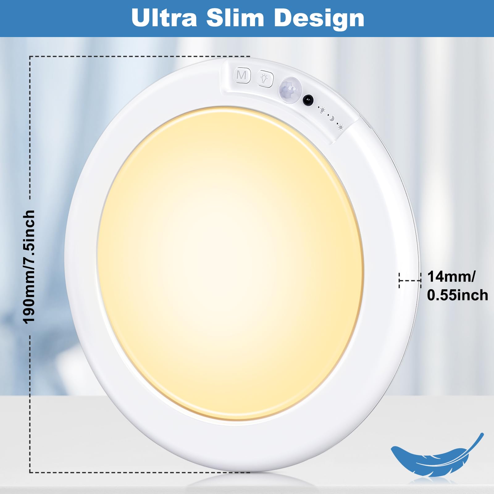 Cadrim Flush Mount Ceiling Light, Wireless Motion Sensor Rechargeable Ceiling Light Fixture Battery Operated Led Lights For Bedr