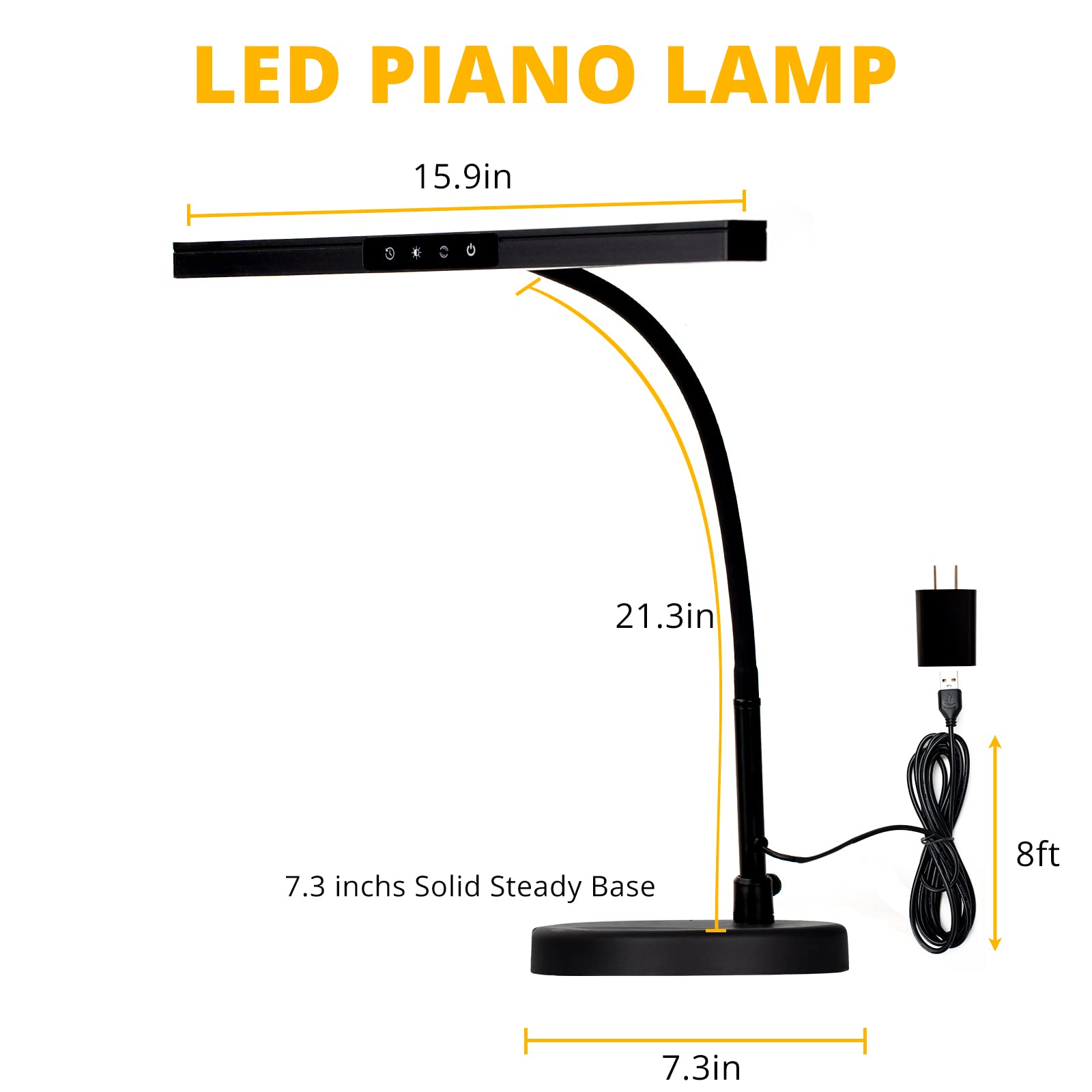 Civhom Piano Light For Grand/Upright & Digital Pianos, Piano Lamp With 3 Color Modes For Stand Pianos, Adjustable Height And Dir