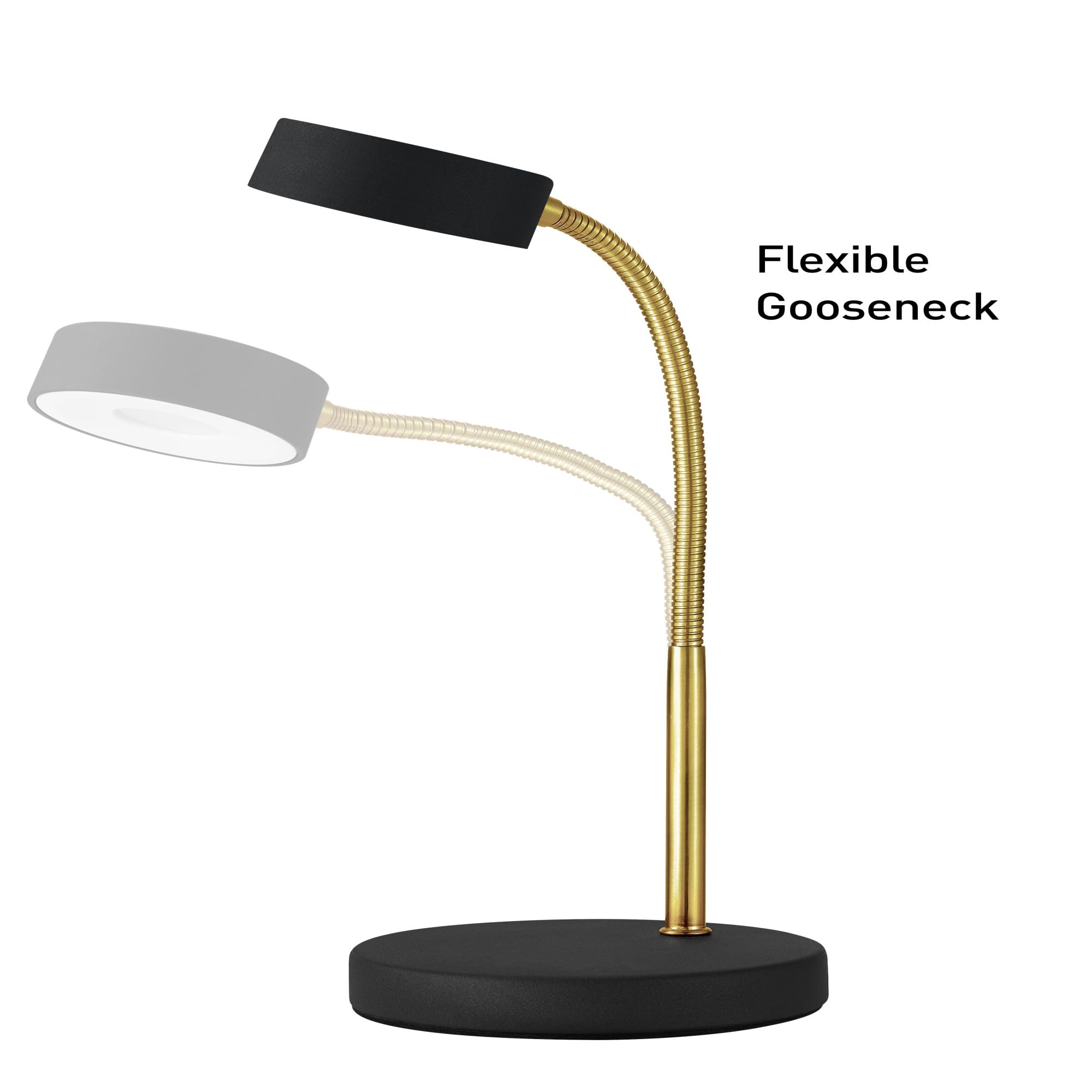 Globe Electric 30061 Desk Lamp, Gooseneck Design, 5W LED, 250 Lumens, Matte Black & Gold Finish, 15.45" Height