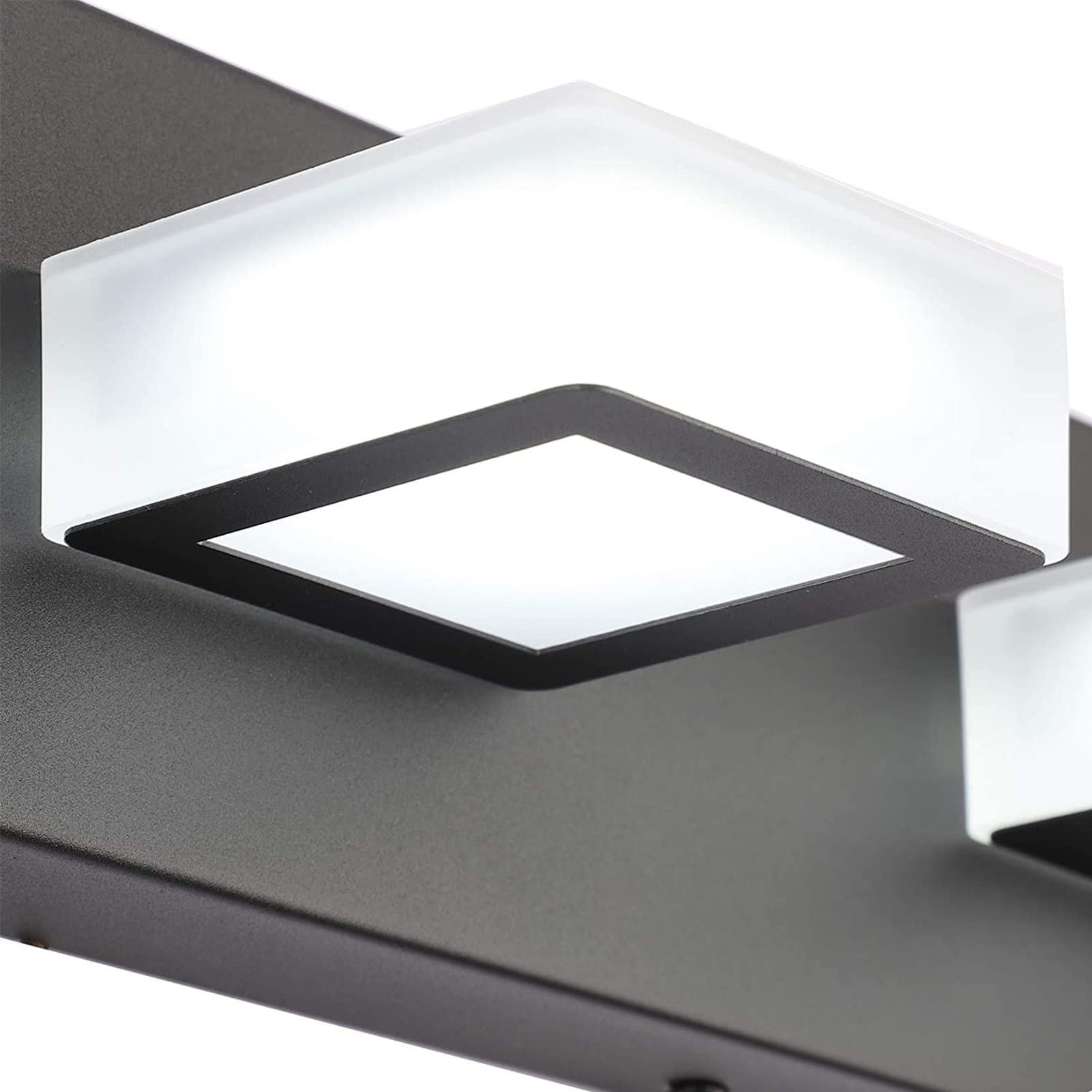 Ralbay 46 Led Vanity Lights, 7 Lights, Matte Black Metal, Natural White Light 4500K, Modern Bathroom Fixture