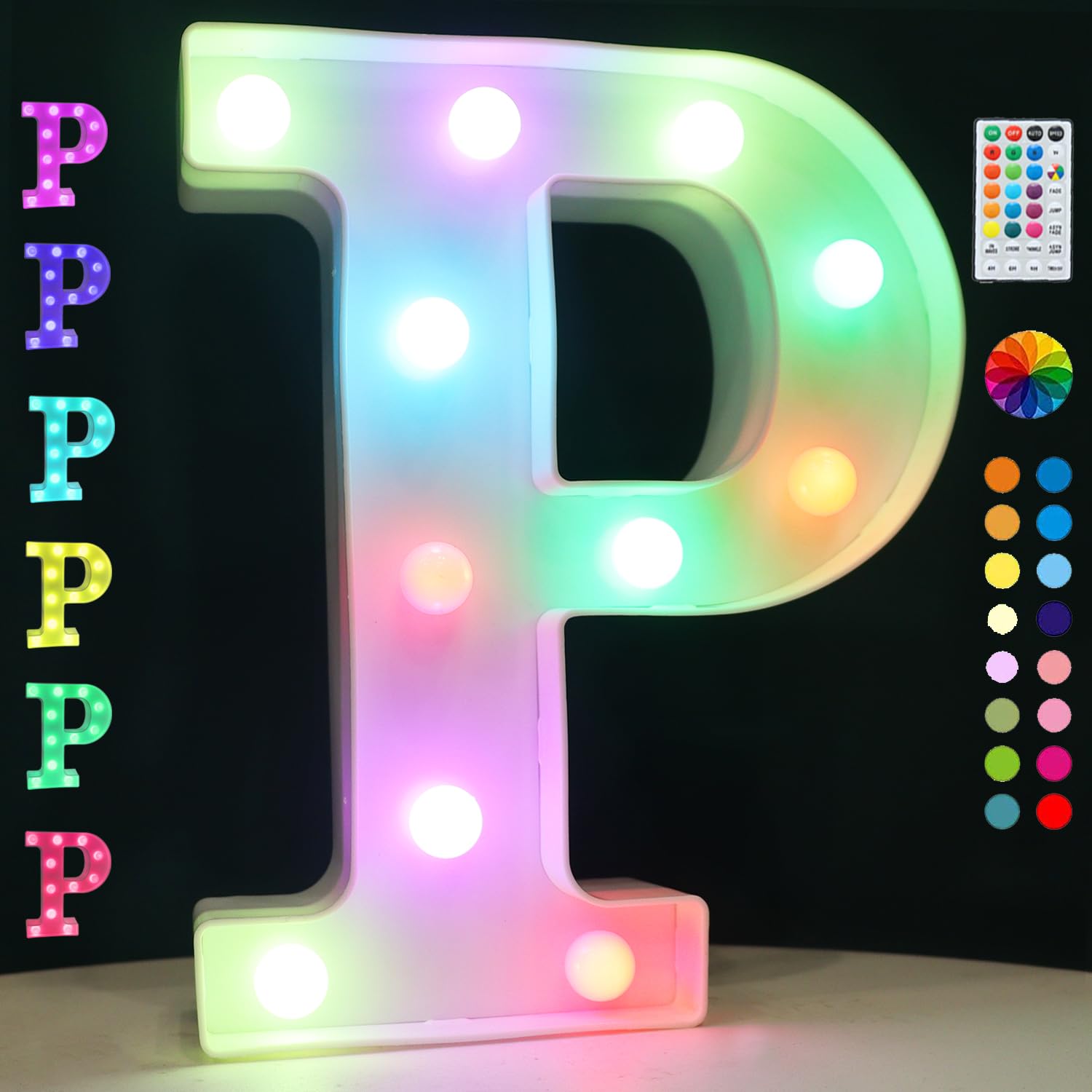 OYCBUZO LED Marquee Letter Lights, 18 Color Changing Alphabet Sign, Remote Timer, Plastic, Night Light for Bedroom, Party Decor