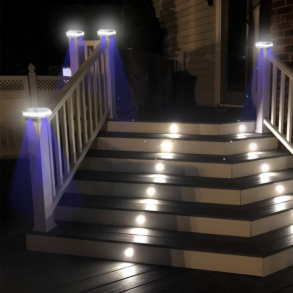 FVTLED Solar Post Lights - Waterproof LED Fence Cap Light for 3.5x3.5 to 6x6 Posts, White, 1 Pack, Model USWS142W