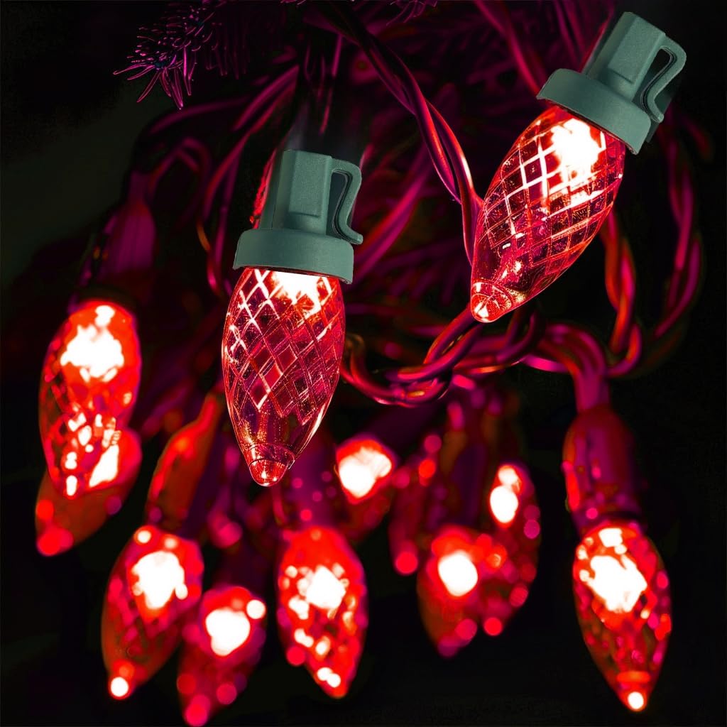 Tw Shine C9 Christmas Lights, 100 Led 66 Ft Christmas String Lights Outdoor With 8 Modes Timer Waterproof Connectable For Indoor Yard Xmas Tree House Decorations (Red)
