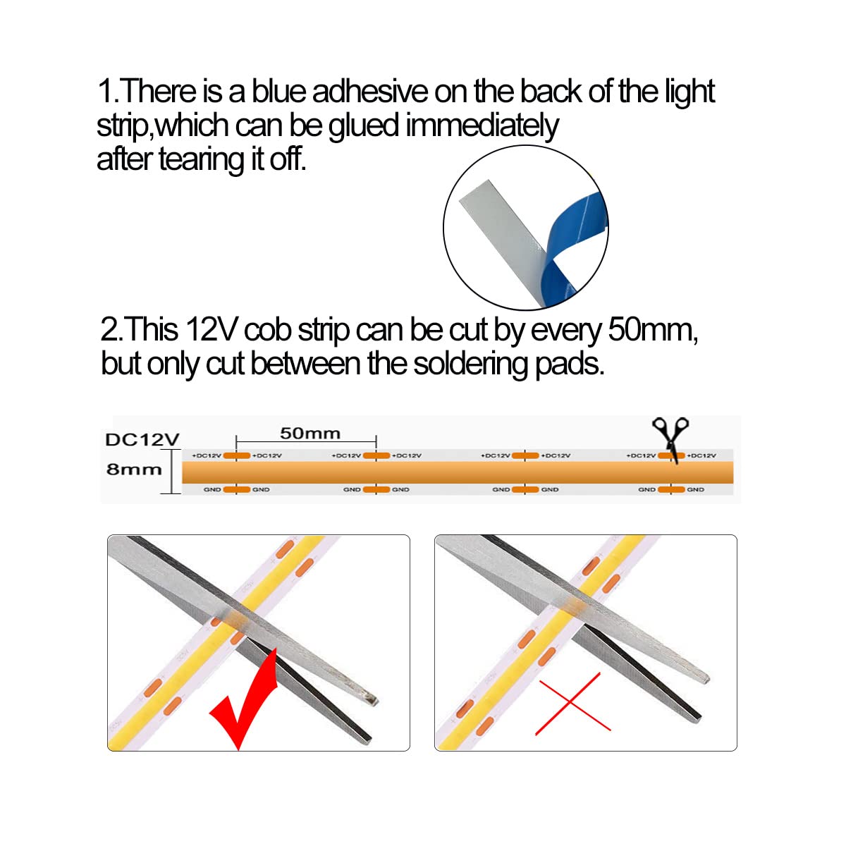 Hamrvl Cob Led Strip Lights Warm White 3000K,Dc12V 16.4Ft/5M 320Leds/M Cri90 Bright Flexible Led Tape 8Mm, For Indoor Home Cabin