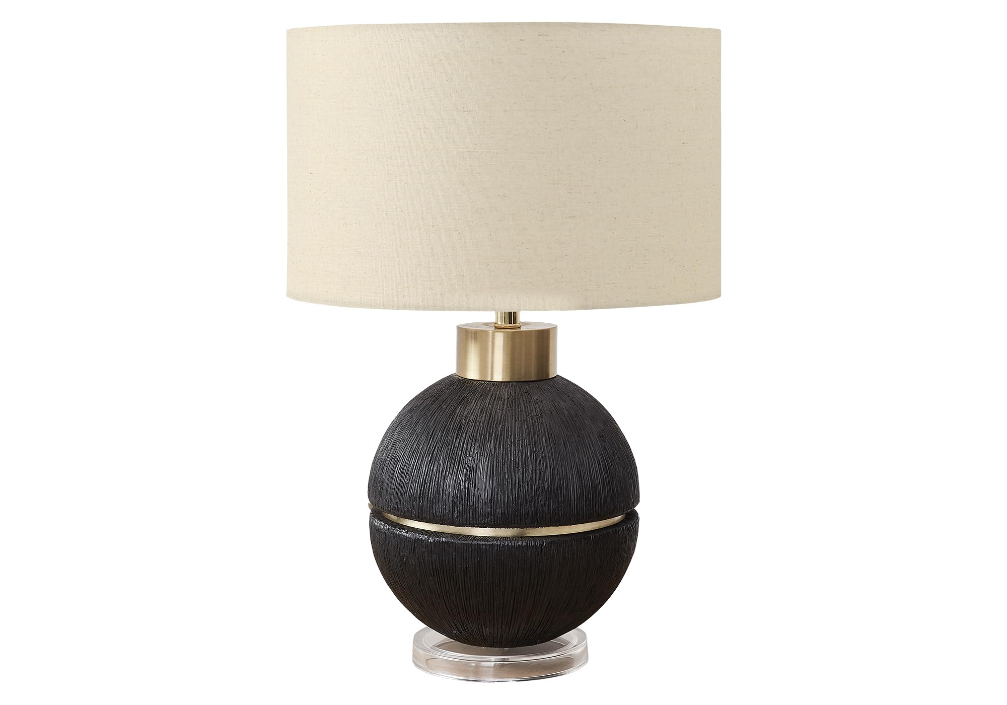 Monarch Specialties Table Lamp I 9926, 26in H, Black/Gold Resin, Beige Shade, Contemporary Design