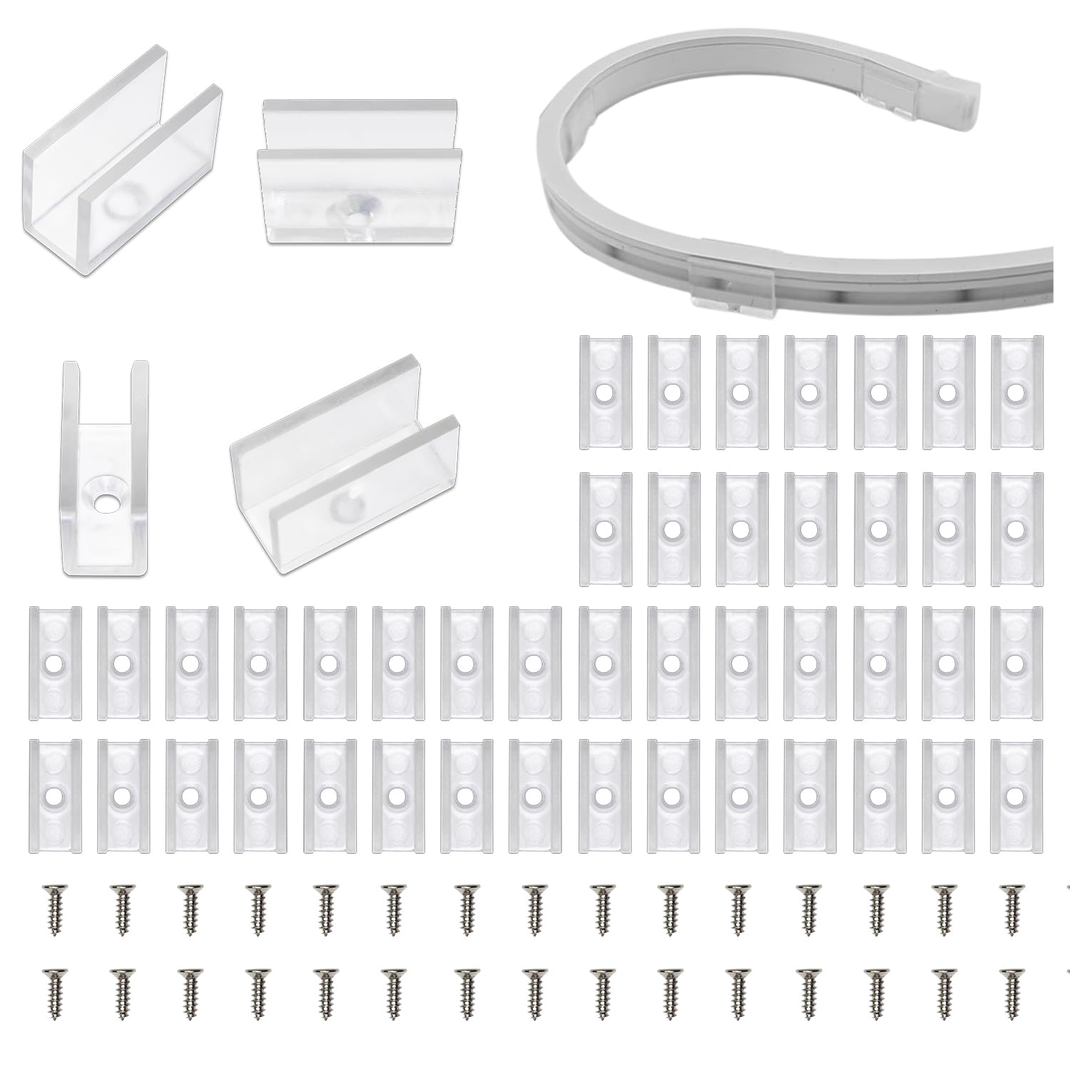 Lucienstar Neon Rope Light Mounting Brackets, PVC Clips for 6x12mm LED Strip, 100PCS, Includes 100 Screws, Neon Clips
