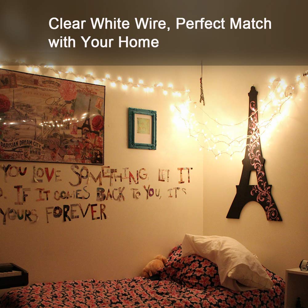 Brizled Christmas Lights, 600 Count Mini Lights, 139.2ft, Warm White, UL Certified, Connectable, White Wire, Model ZF-150-3/SB