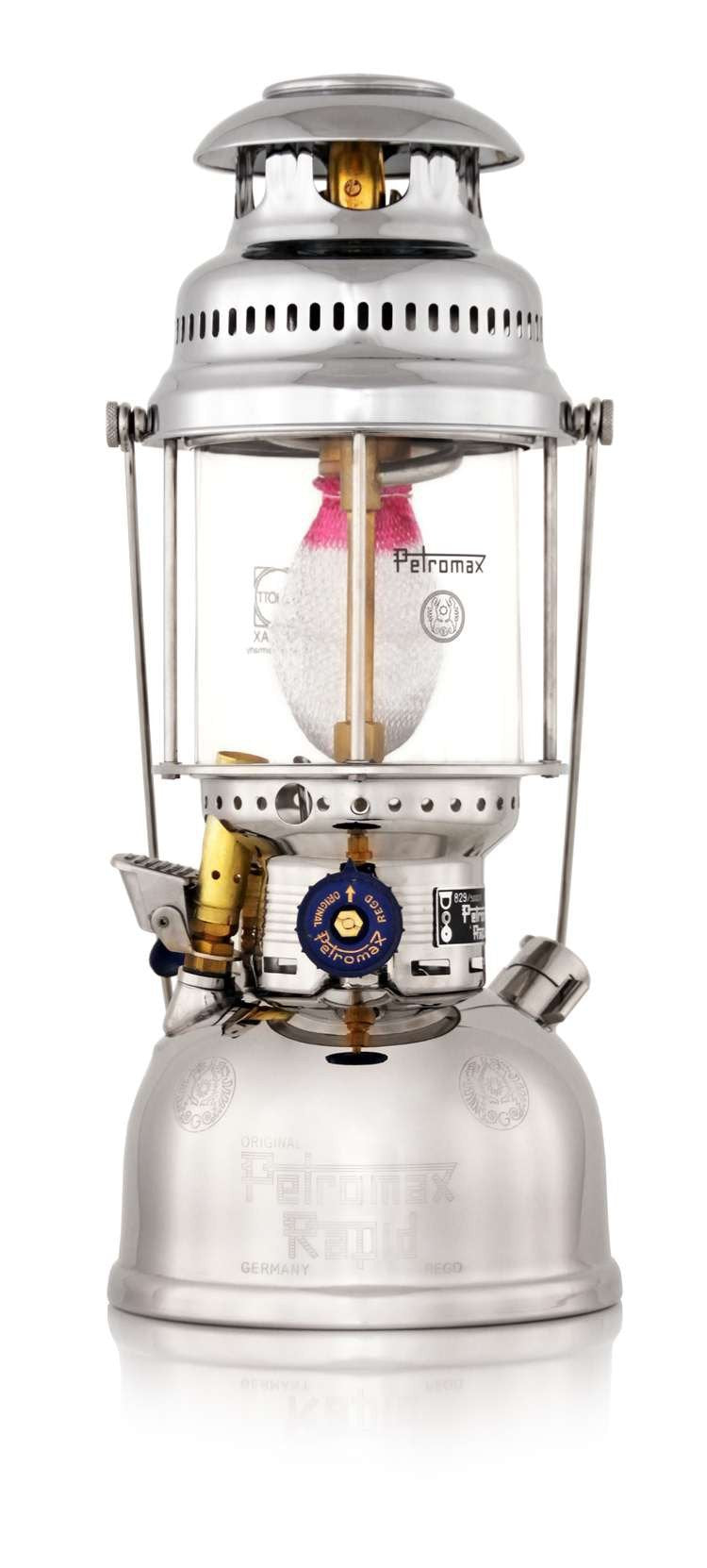 Petromax Hk500 Pressurized Lantern, 500 Candlepower With 1 Quart Kerosene Tank For Home, Camping Or Emergency Lighting, Hand Assembled High Pressure 400 Watt Lamp, Chrome