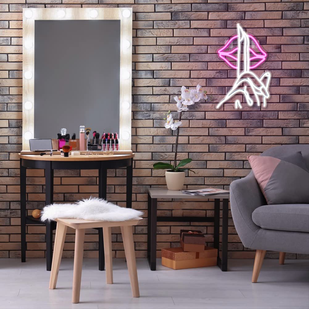 JURONGYILU Neon Lips Sign LED Wall Decor USB Powered Acrylic 16.5inx11.2in Colorful-lip Model