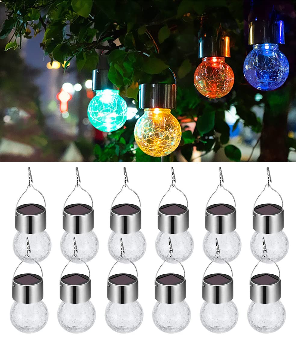 KIMI HOUSE Hanging Solar LED Light, 7 Color Changing,  ed Glass Ball, Waterproof Decorative Lantern, Model LWDP-12, Colorful
