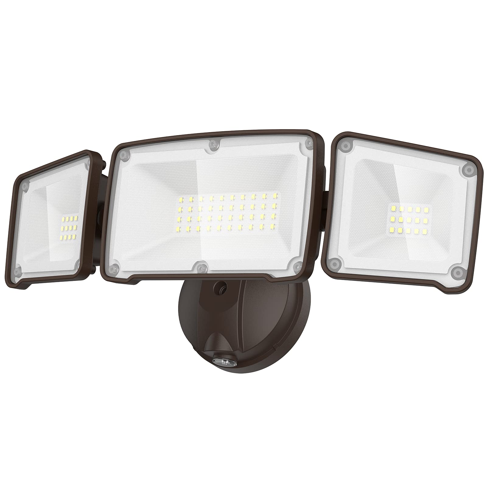 Lepower 3500Lm Dusk To Dawn Led Security Light, 35W Flood Light, 3 Heads, Ip65 Waterproof, Brown, Model Yy02B-Br