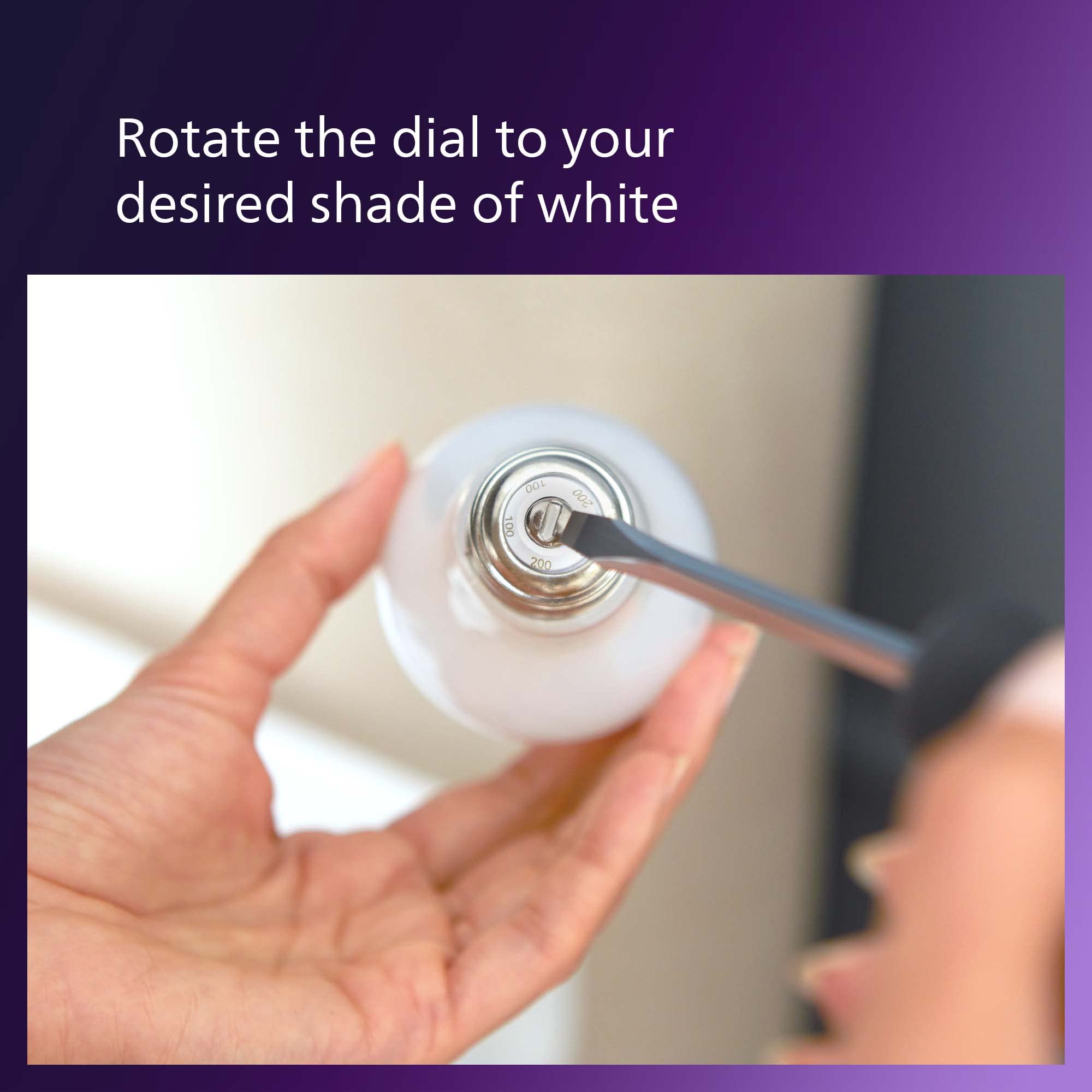 PHILIPS LED 60W A19 4-Pack WhiteDial Mult-CCT (5000K) 800 Lumen (7W = 60W) Dimmable Frosted Flicker-Free Light Bulbs