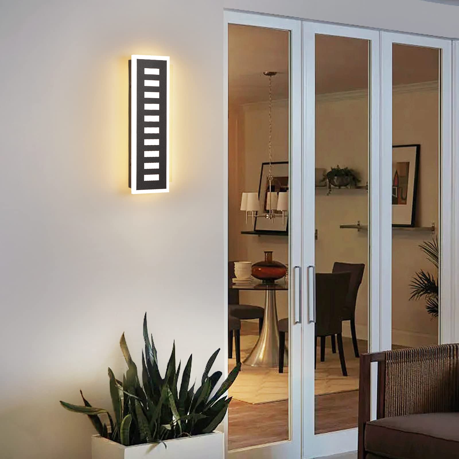 Rosysky Outdoor Wall Sconce 18W Led Exterior Light Fixture 3000-6000K Modern Outdoor Sconce 13.8In Elegant White Acrylic Waterproof Porch Lighiting For Porch Patio House Garage Courtyard