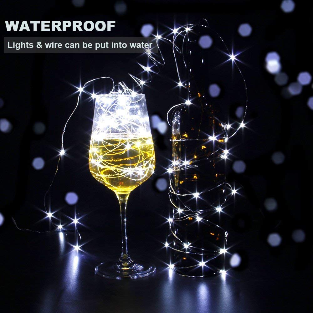 Cylapex Fairy Lights Battery Operated String Lights, 3.3Ft 20 Leds Halloween Lights Silver Coated Copper Wire Lights Firefly Lights For Diy Decor Christmas Decoration Costume Cool White (24 Pack)