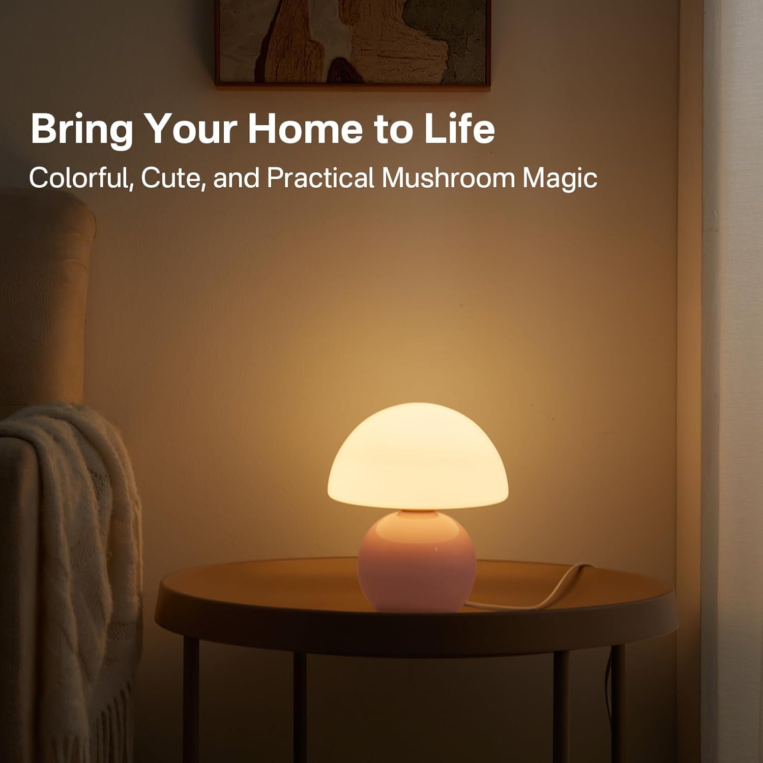 Dawnwake Mushroom Lamp Table Desk Bedside Lamp, Mushroom Decor Nightstand Small Table Lamps For Bedroom Night Stands,Cute Mini M