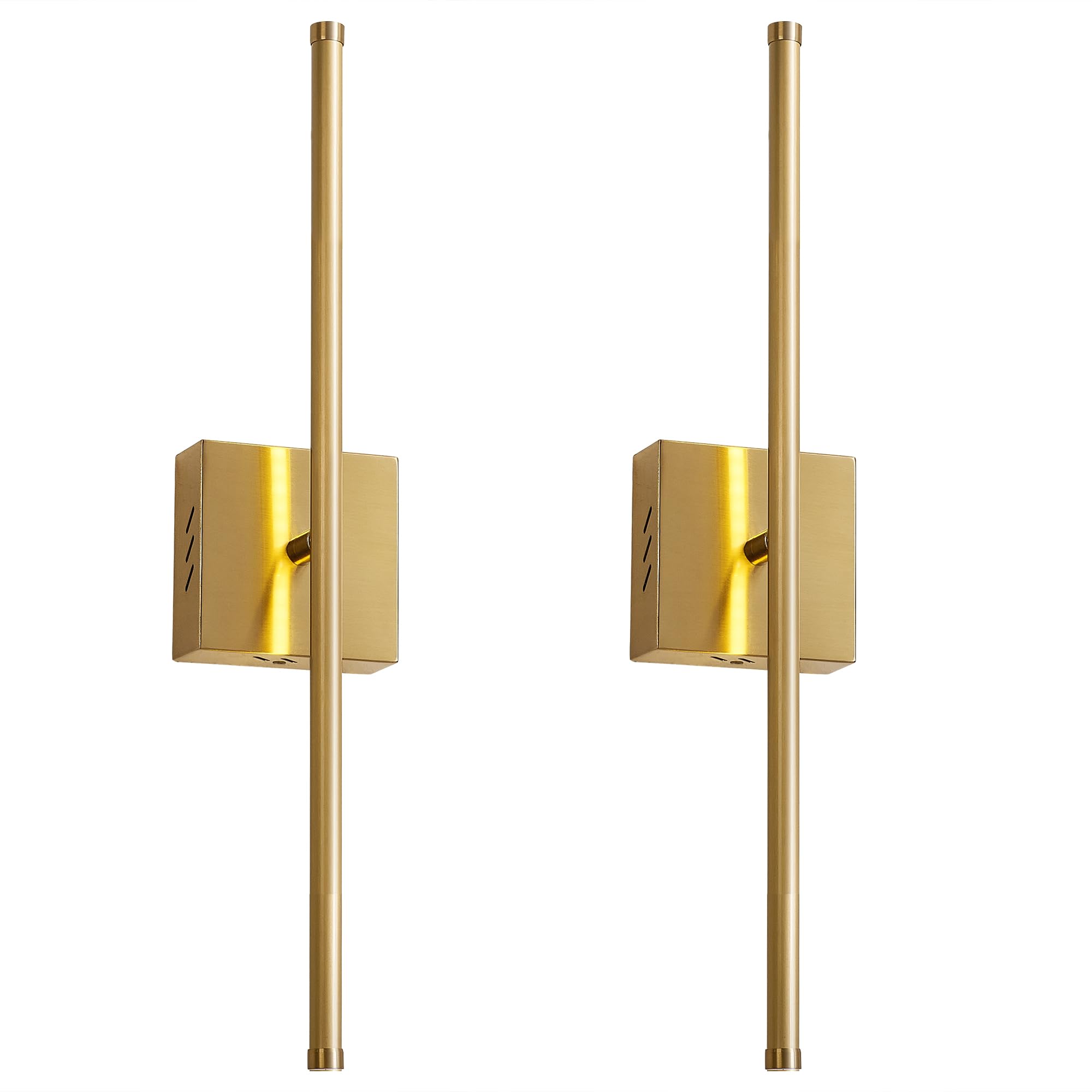 Kartoosh Modern Wall Sconces Set Of Two, Dimmable Hardwired Wall Sconces, 350 Rotate, Led Matte Gold Wall Light Fixtures, 3000K