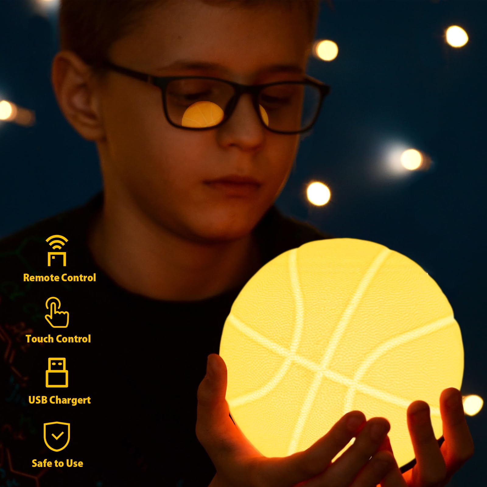 Balkwan Basketball Night Light, 16 Colors, Dimmable, Remote Control, 5.9in, Multicolor, Model Basketball001