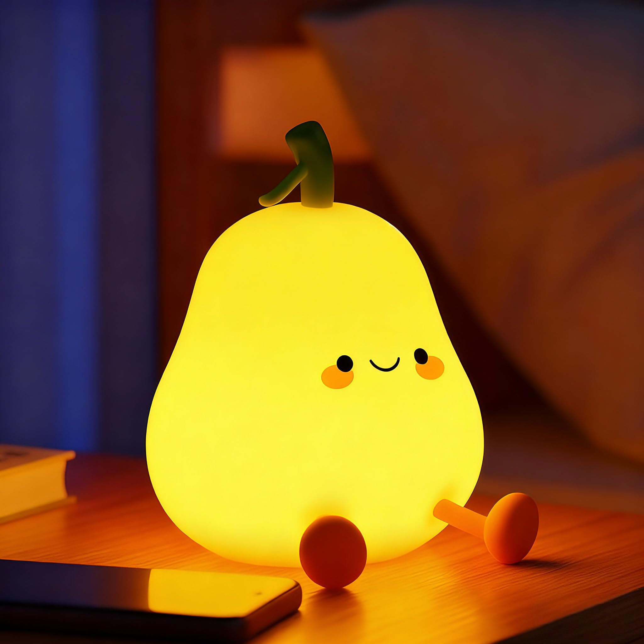 Tarinks Pear Night Light for Kids  Nursery Night Lights  Bedside Touch Lamp  Cute Silicone Nightlight for Baby Toddler  3 Level Dimmable Soft Night Lamps Gift for Bedroom Kids Room Decor