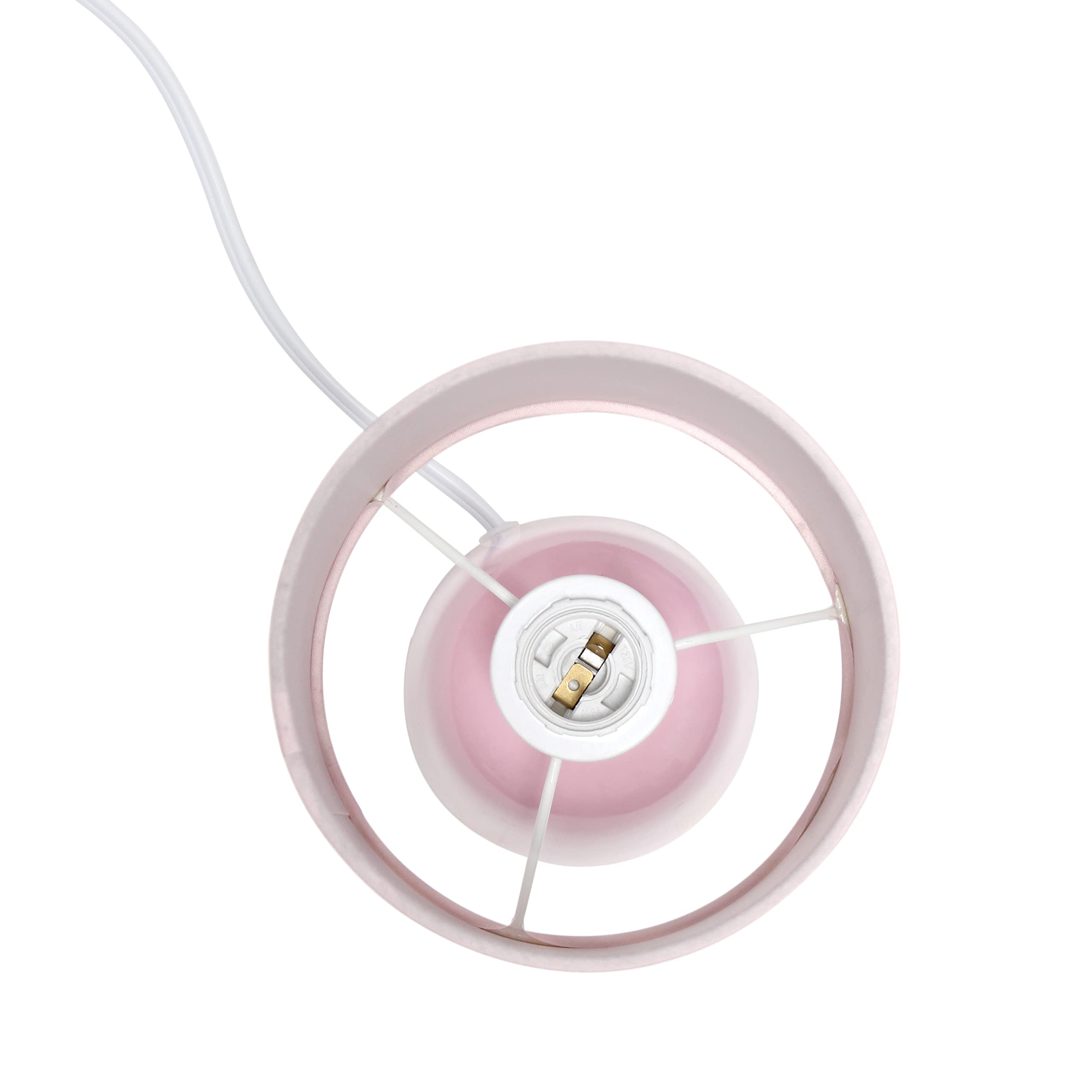 Simple Designs Lt1134-Lpk 10 Ceramic Thimble Base Table Lamp, Light Pink Shade, Ideal For Bedroom, Living Room, Entryway, Office