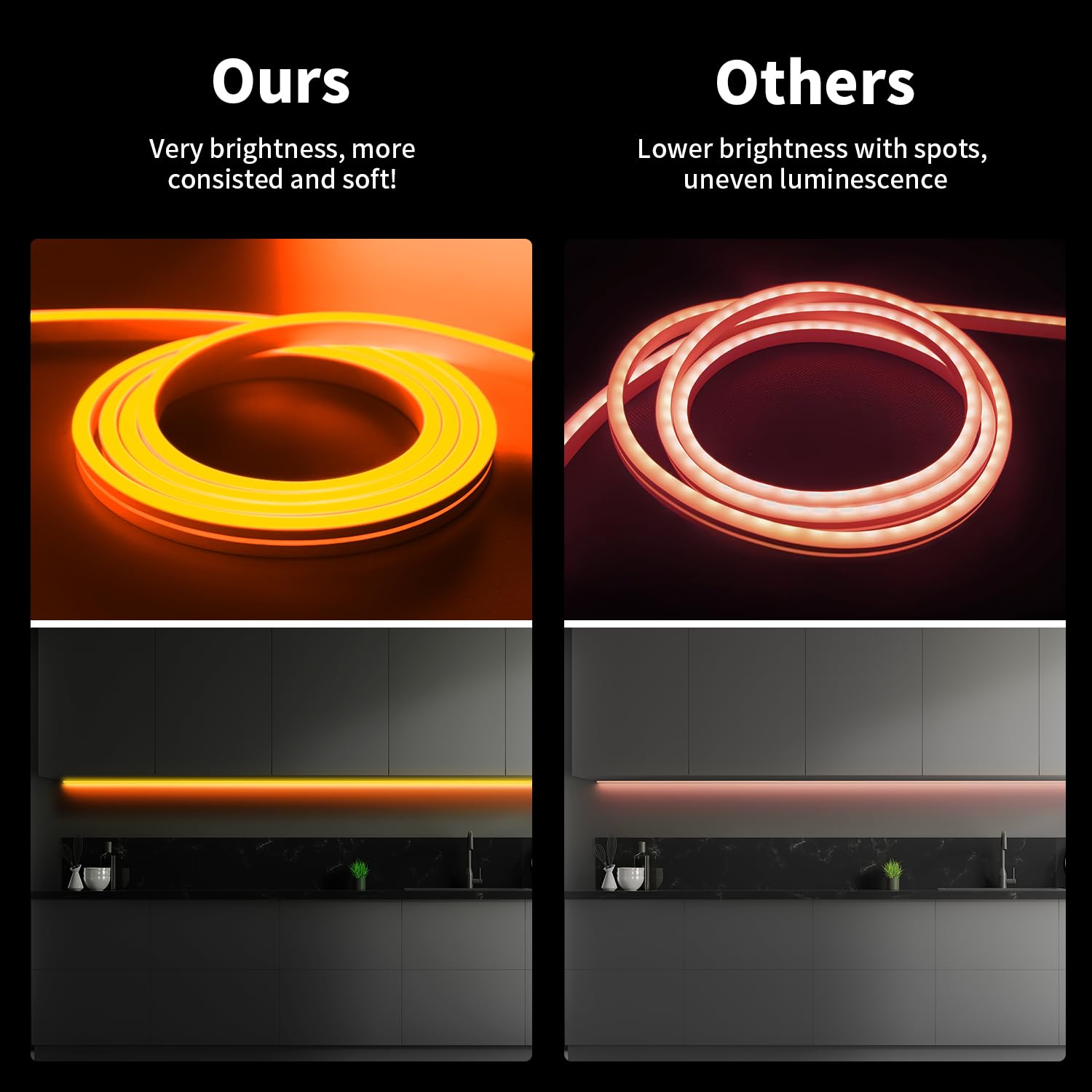 iNextStation 16.4ft Orange Neon LED Strip Lights, Waterproof Silicone, Flexible Mood Lighting for Bedroom, Party, DIY Decor