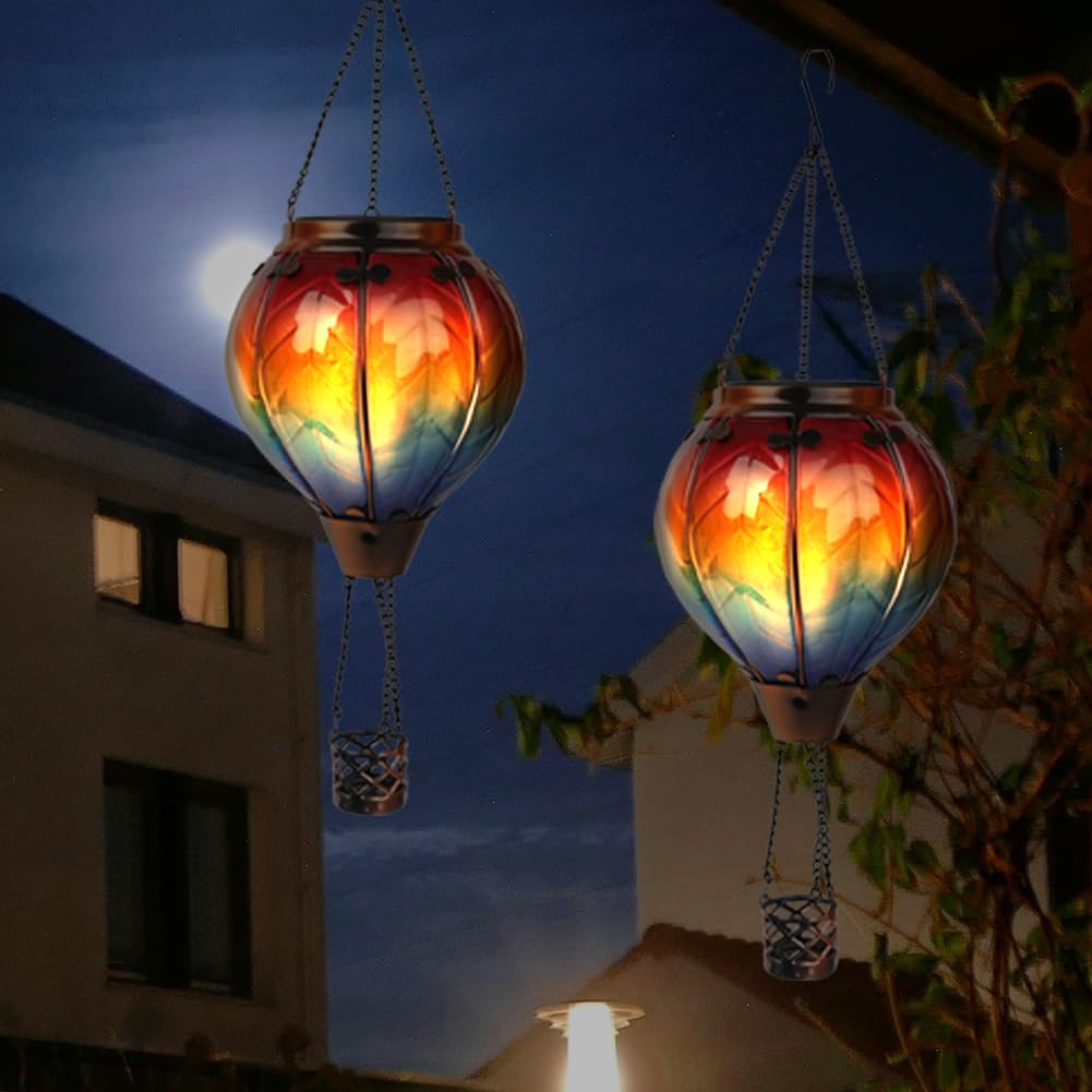 teyigarden Hot Air Balloon Solar Lantern Outdoor Waterproof 18in H Colorful-C