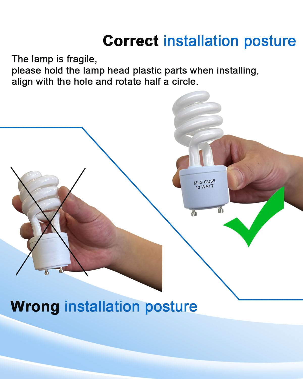 Ignixlite 2 Pack 13W GU35 Fluorescent Light Bulbs, 3500K Warm White Replacement for Panasonic VQL5 Ceiling Bath Fan/Light