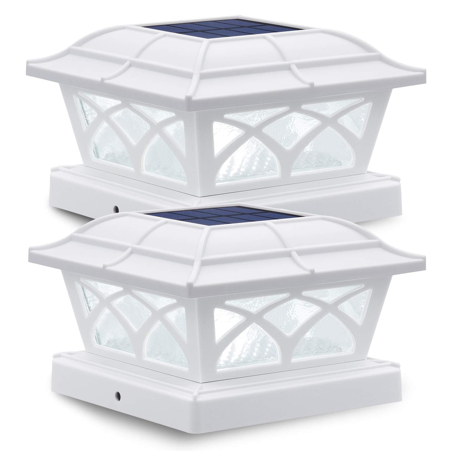 SIEDiNLAR Solar Post Cap Lights Outdoor Glass 2 Modes 8 LEDs for 4x4 5x5 6x6 Posts Fence Deck Patio Decoration Warm White/Cool W