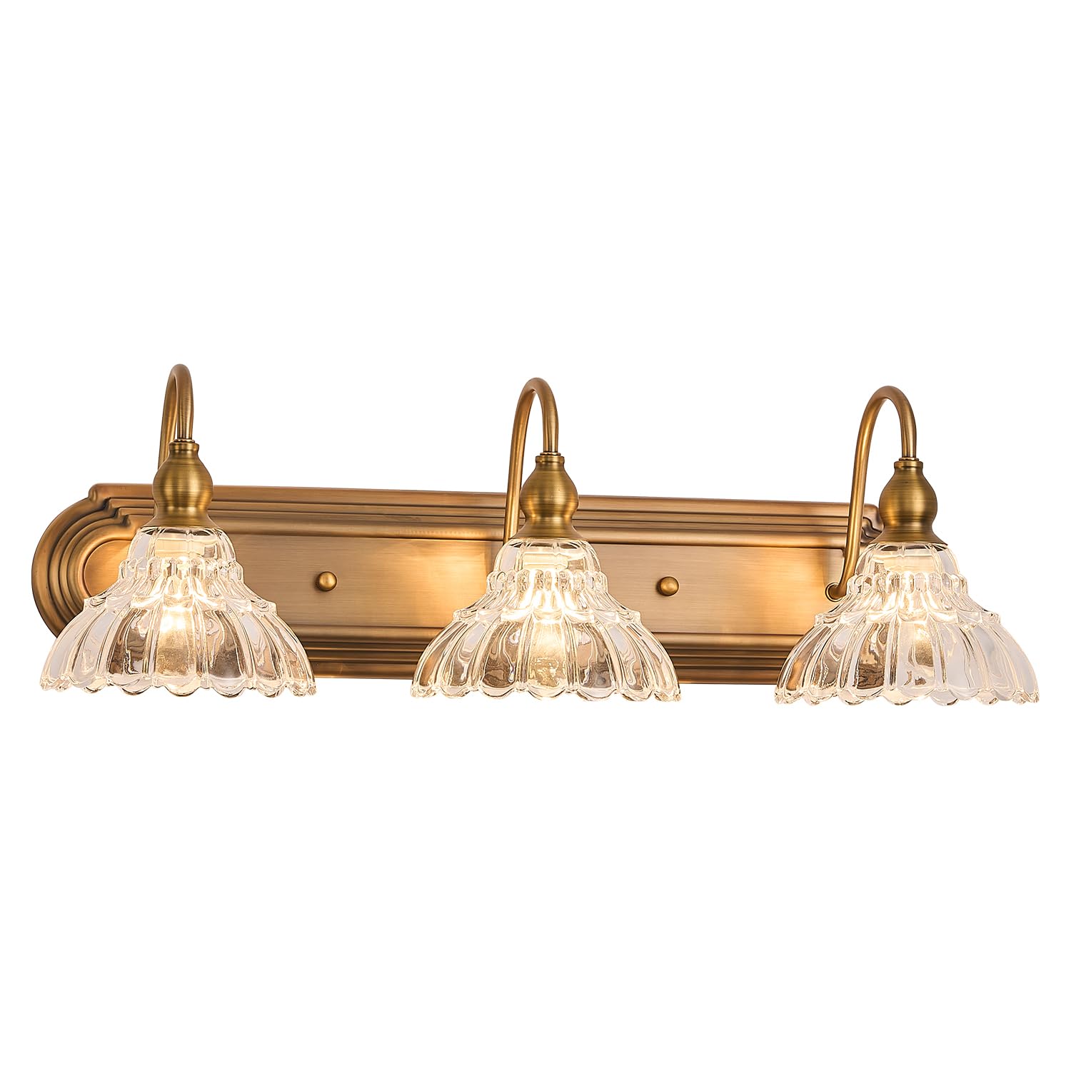 Tlolgt Vintage 3-Light Bathroom Vanity Lighting Fixtures Modern Wall Sconces Brass Glass Retro Vanity Light For Bedroom  Bathroom  Doorway  Farmhouse  Hallway