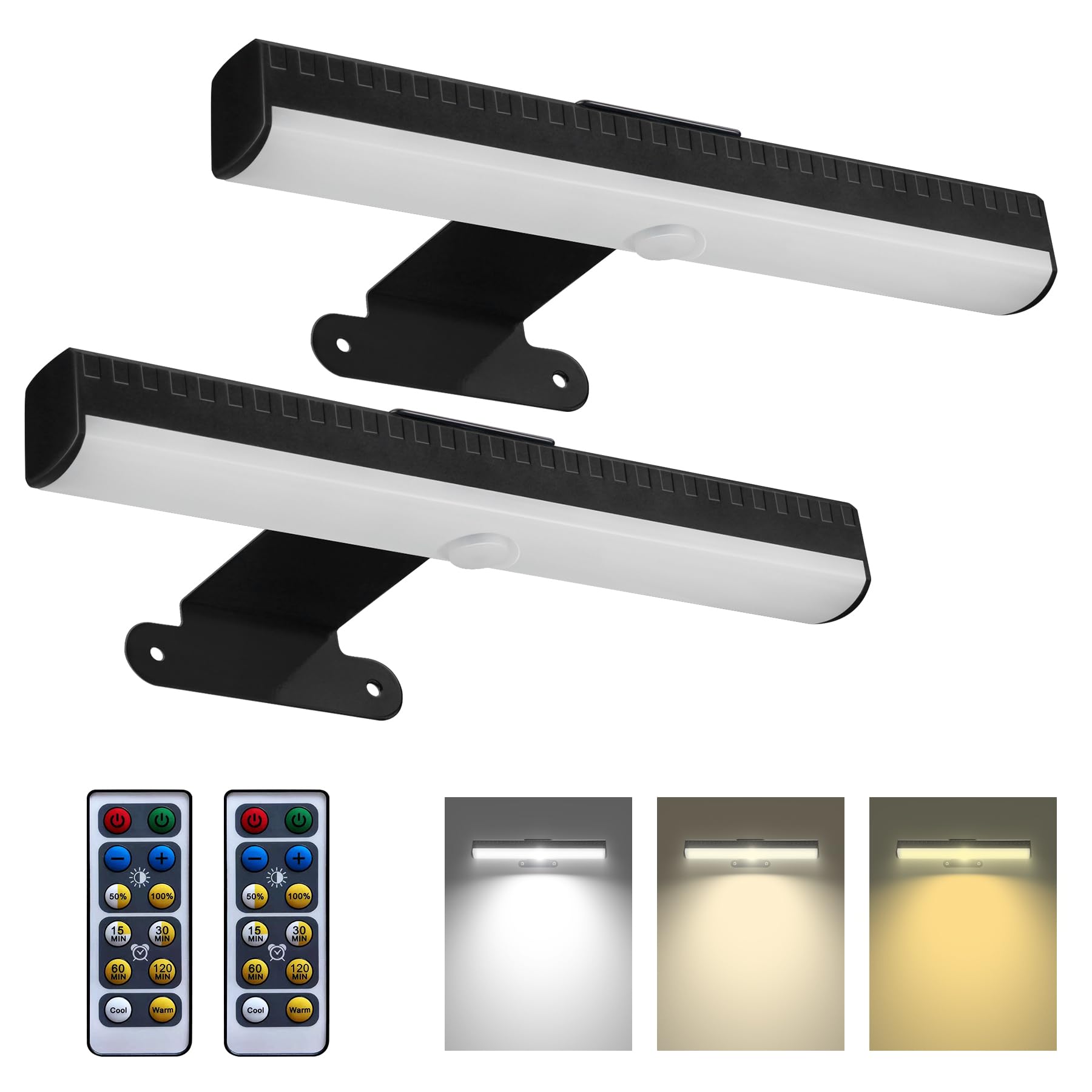 2 PACK Picture Light Battery Operated Painting Light with Remote, 3Lighting Modes Art Light for Wall Pictures Posters,Dimmable T