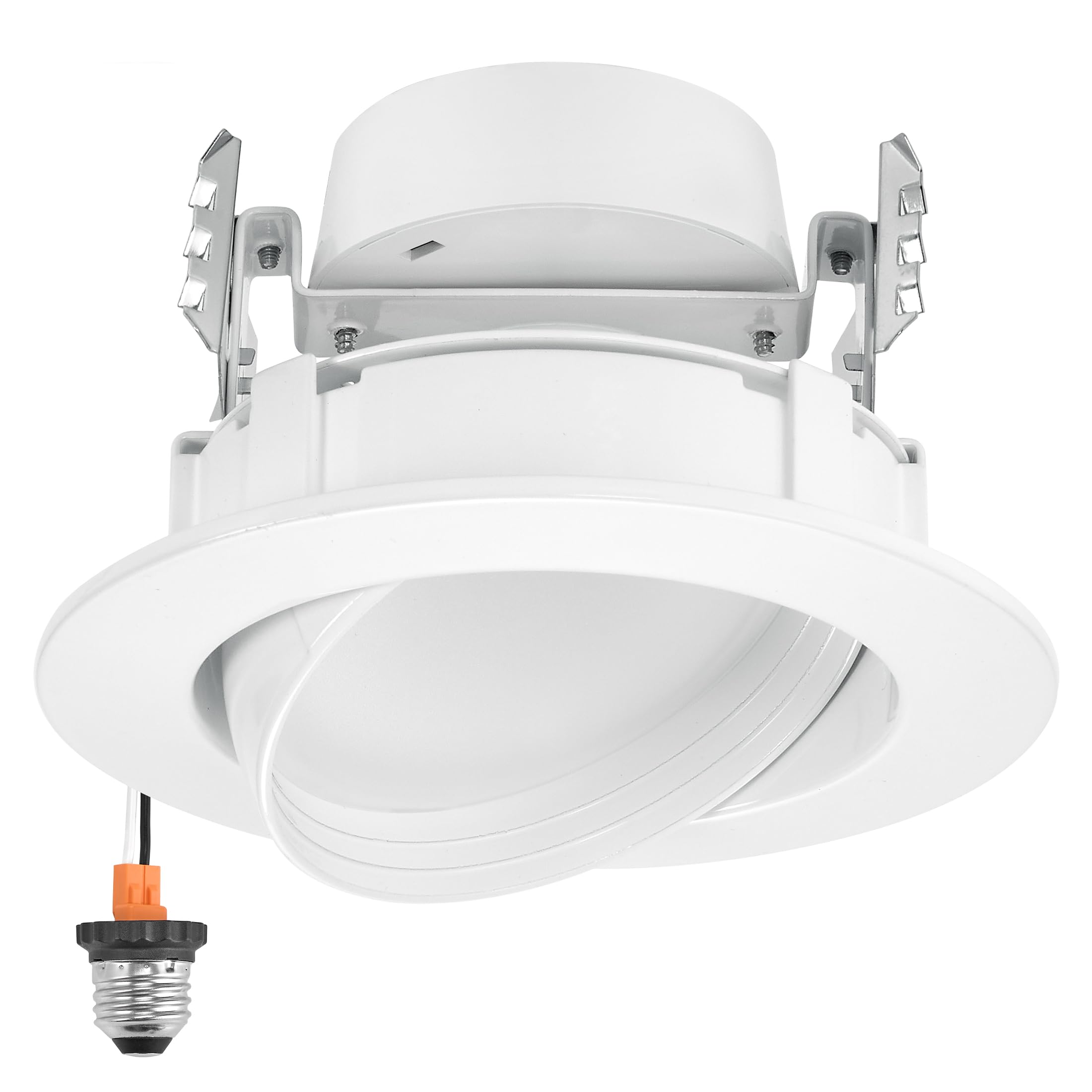 Maxxima 4 in. Rotatable LED Retrofit Downlight Gimbal, 1000 Lumens, 10 Watts, 5 CCT 2700K/3000K/3500K/4000K/5000K, Dimmable, Alu