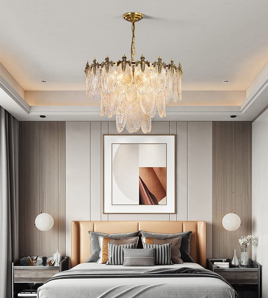 A Million 8-Light Round Pendant Chandelier, 24" LED Crystal Ceiling Light, Gold Finish for Dining & Living Rooms
