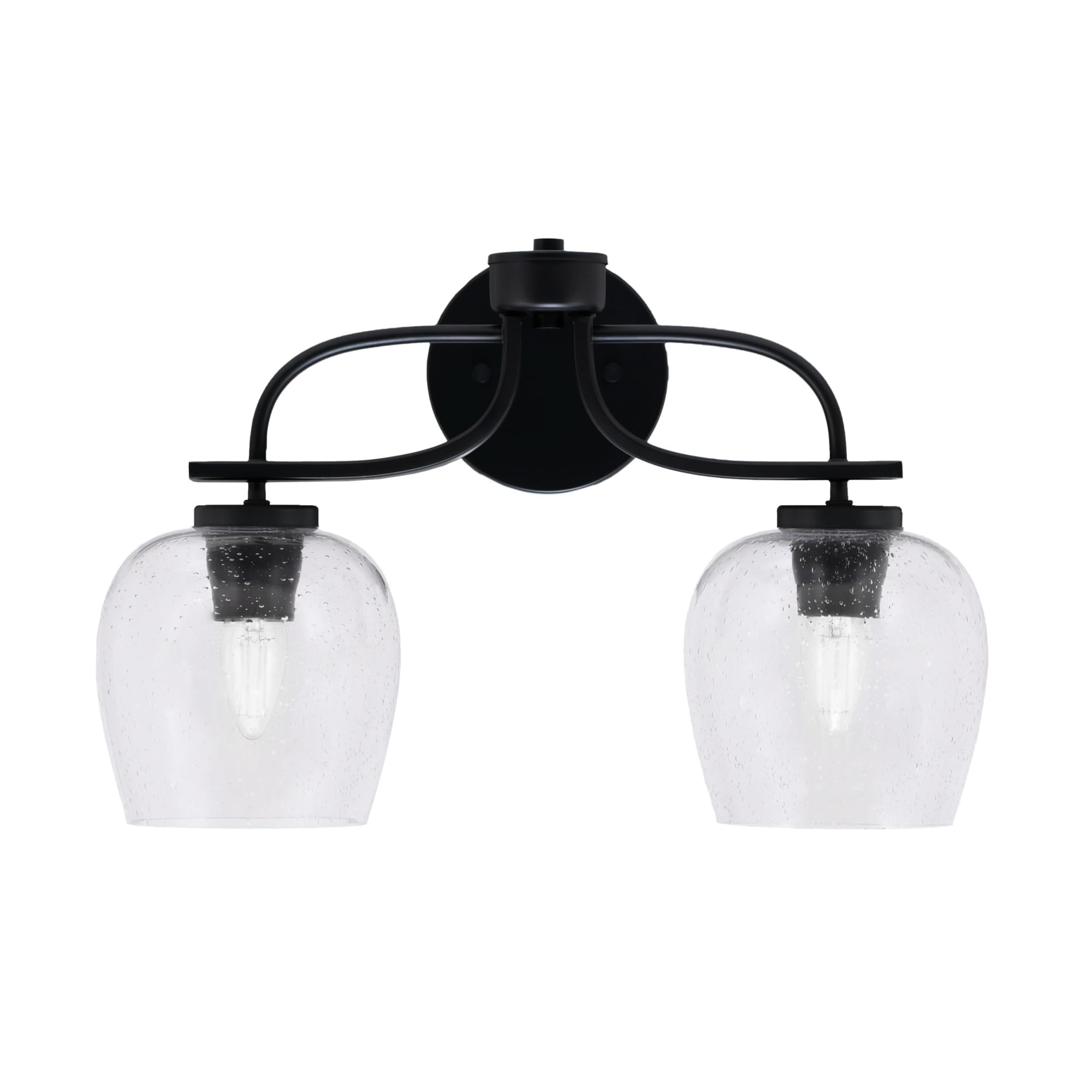 Cavella 2 Light Bath Bar In Matte Black Finish With 6" Clear Bubble Glass