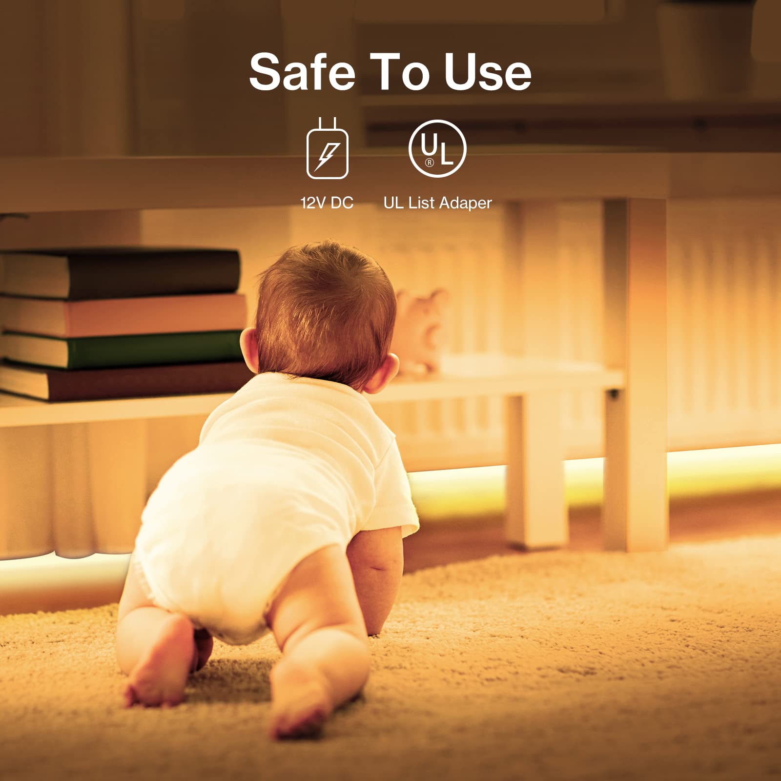 Olafus LED Strip Lights 32.8ft Warm White Dimmable 3000K Flexible Light Strip UL Listed 600 LEDs Model LA-96DTWW-US01-N-BK