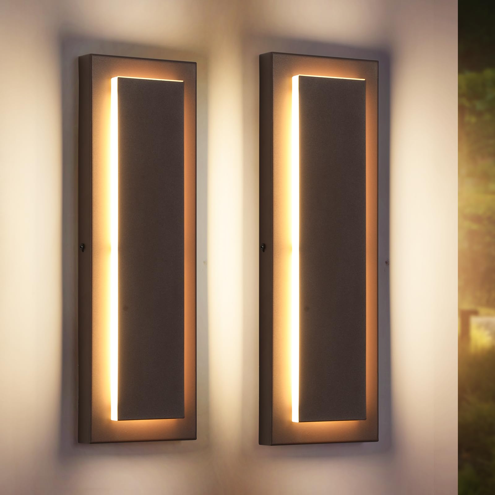 Zsmaiku 15.7 Modern Exterior Outdoor Wall Light Led Porch Front Door Lights Outdoor Wall Sconce Brown Exterior Light Fixture Long Brown Outside Sconces Wall Lighting Indoor 3000K 12W 2 Pcs