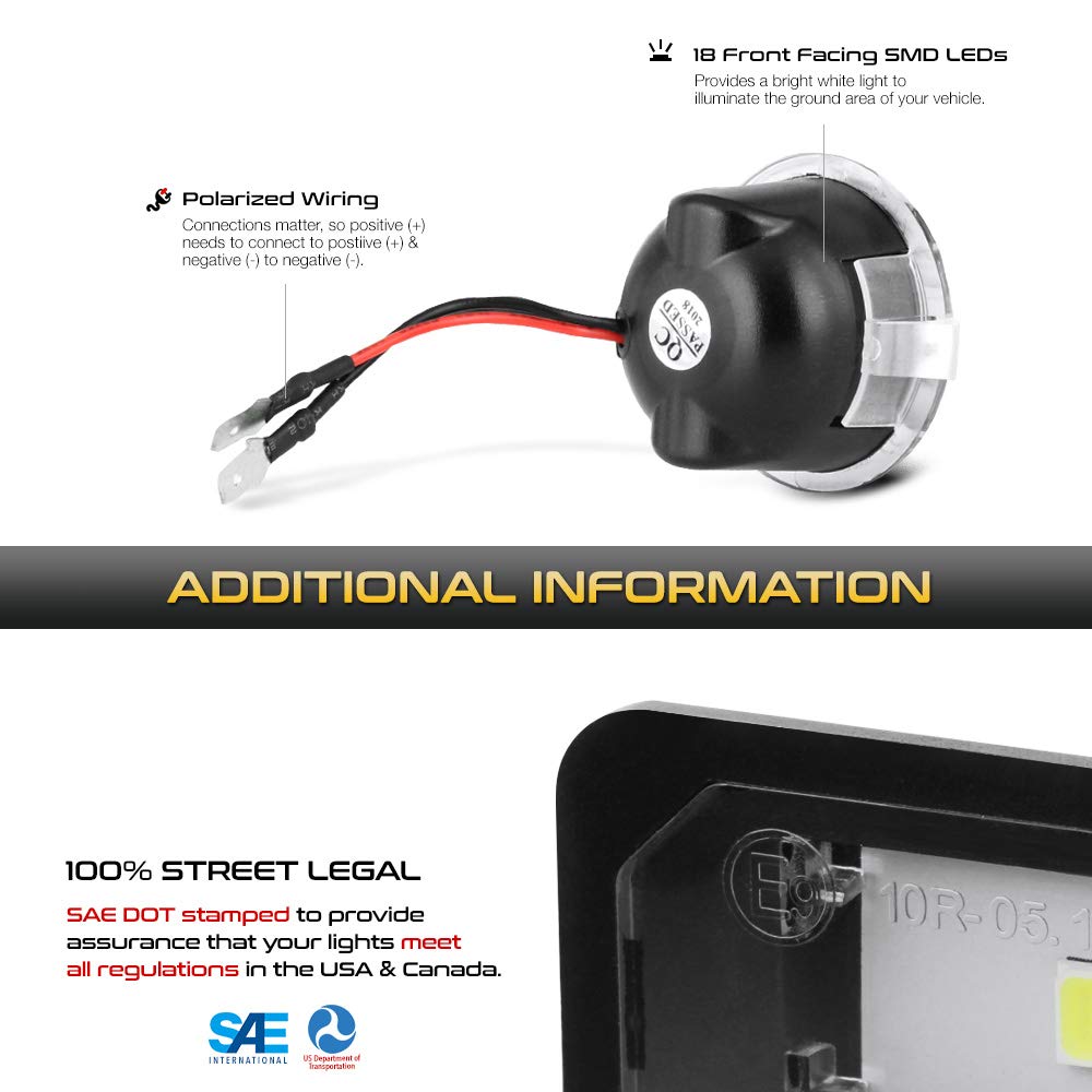 Vipmotoz Full Led Puddle Light Replacement For Ford F150 Expedition Explorer Edge Flex Fusion Taurus X Ranger Lincoln Navigator Mark Lt Mercury Under Side Mirror Lamp, 2-Pieces Left & Right Set