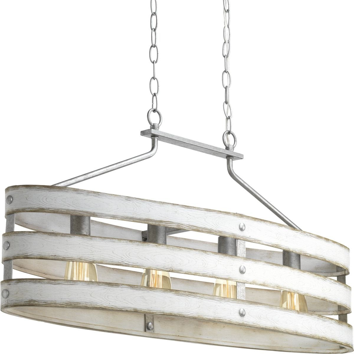 Progress Lighting Gulliver Collection 4-Light Coastal Linear Chandelier Light Galvanized, Gray