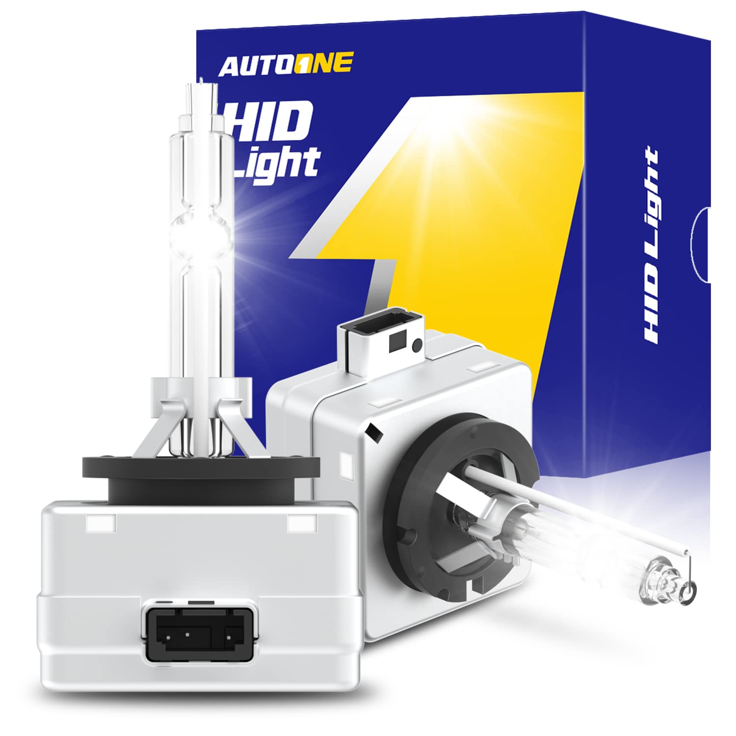 AUTOONE D1S D1R HID Headlight Bulb, 6000K Cool White, 300% Brighter, 35W Replacement, Easy Installation, D1S Size