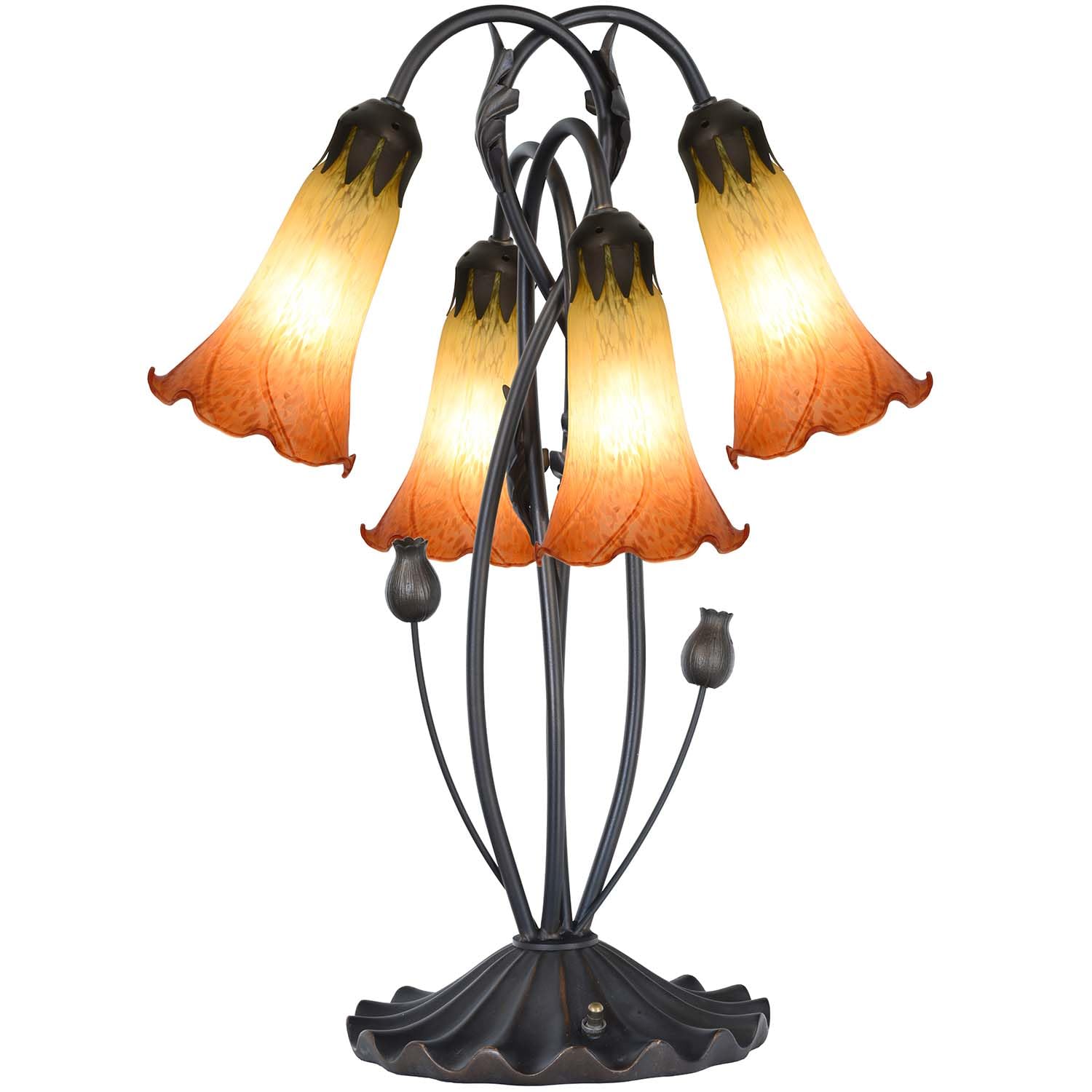 Bieye LS11 Large Lily Flower Blown Glass Lampshade - Yellow Orange, I.D. 1.26" x O.D. 1.5"