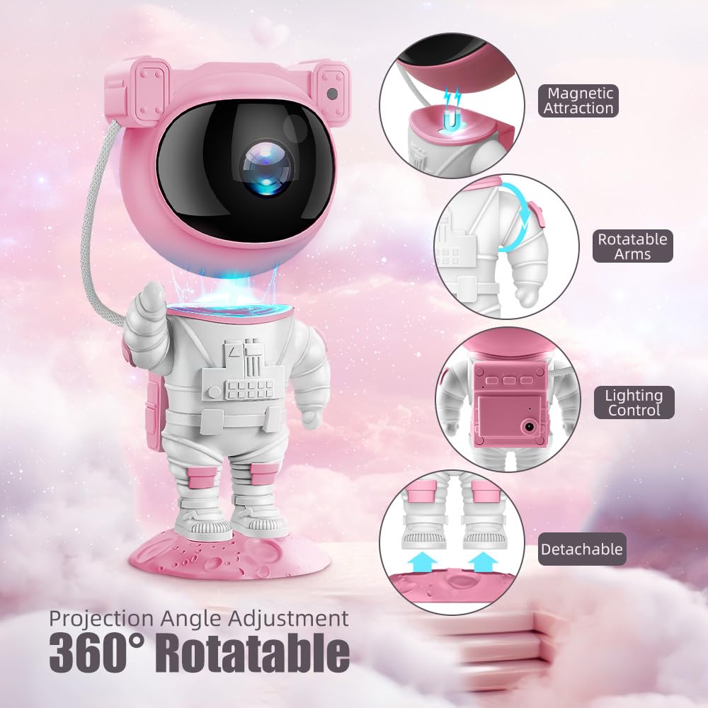 Acegamer Astronaut Galaxy Projector Night Light With Timer And Remote Star Starry Nebula Led Lamp, Gift For Kids And Adults For