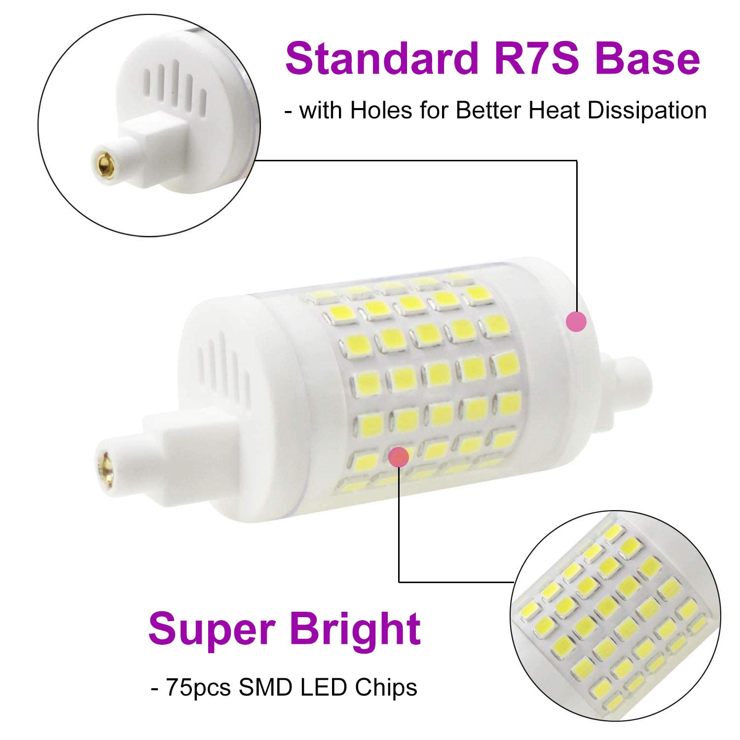 Familite R7S Led Bulb 10W 78Mm Dimmable Cool White 100W Halogen Equivalent, Pack Of 4