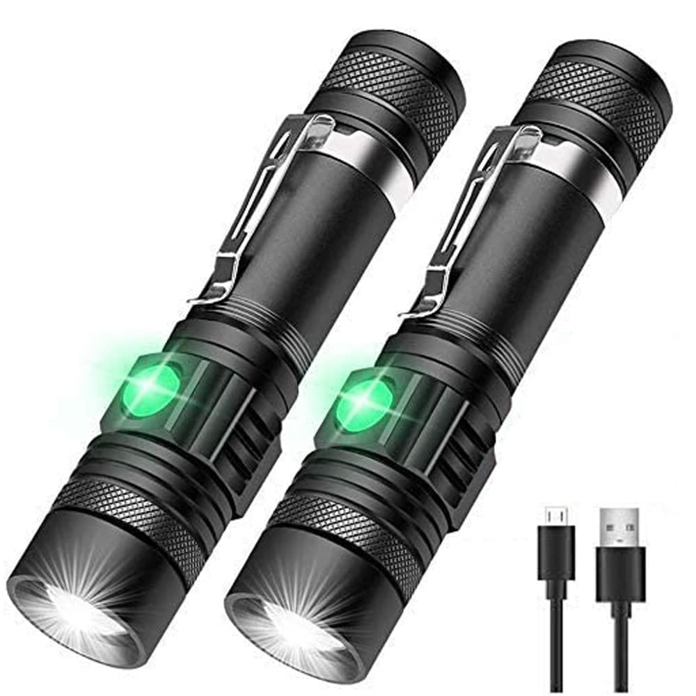 Led Tactical Flashlight Rechargeable, Ipx6 Waterproof Flashlight, 2000Lm, Super Bright Led, Zoomable, Pocket-Size Small Led Flas
