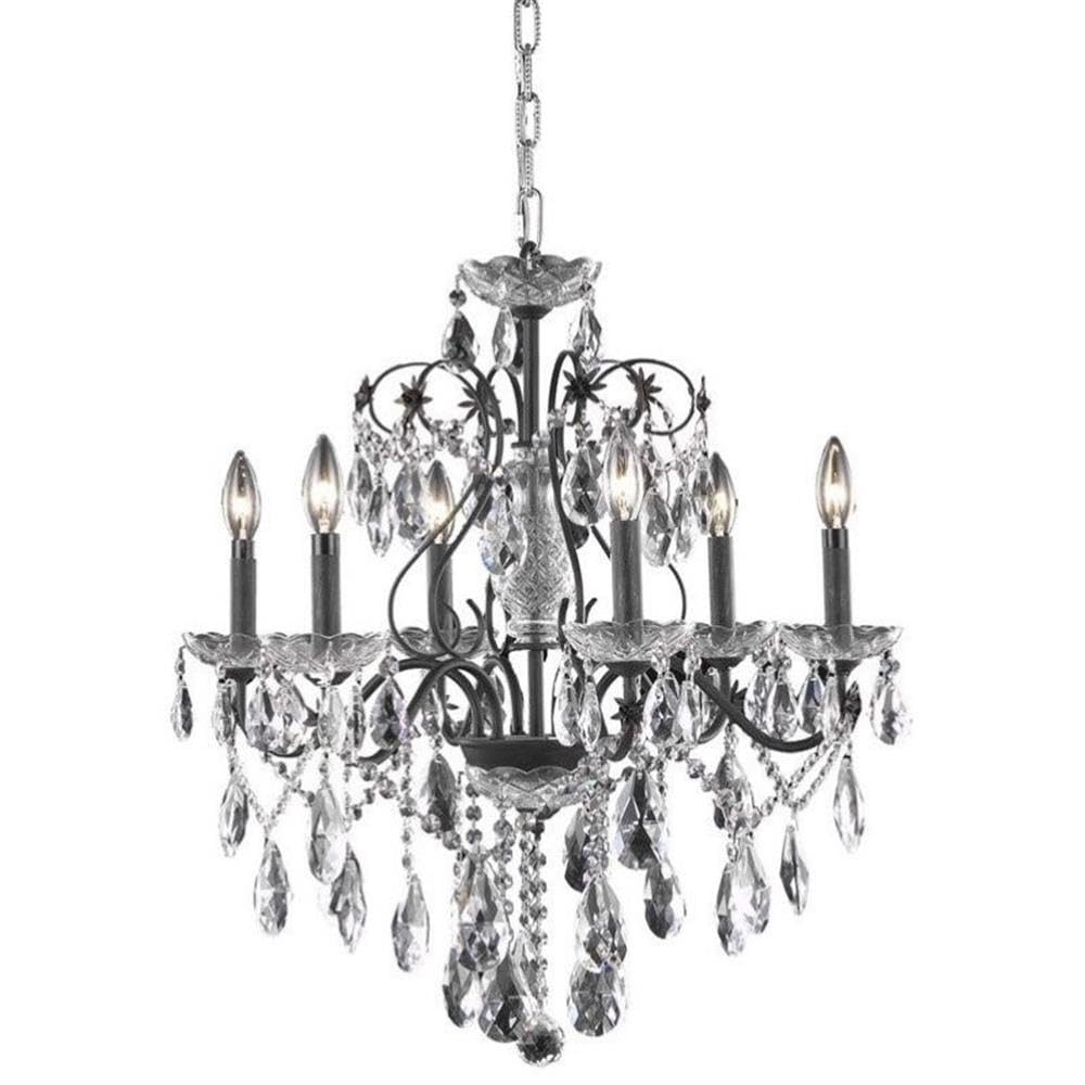 Elegant Lighting St. Francis Collection 6-Light Hanging Fixture with Royal Cut Crystals, Dark Bronze Finish