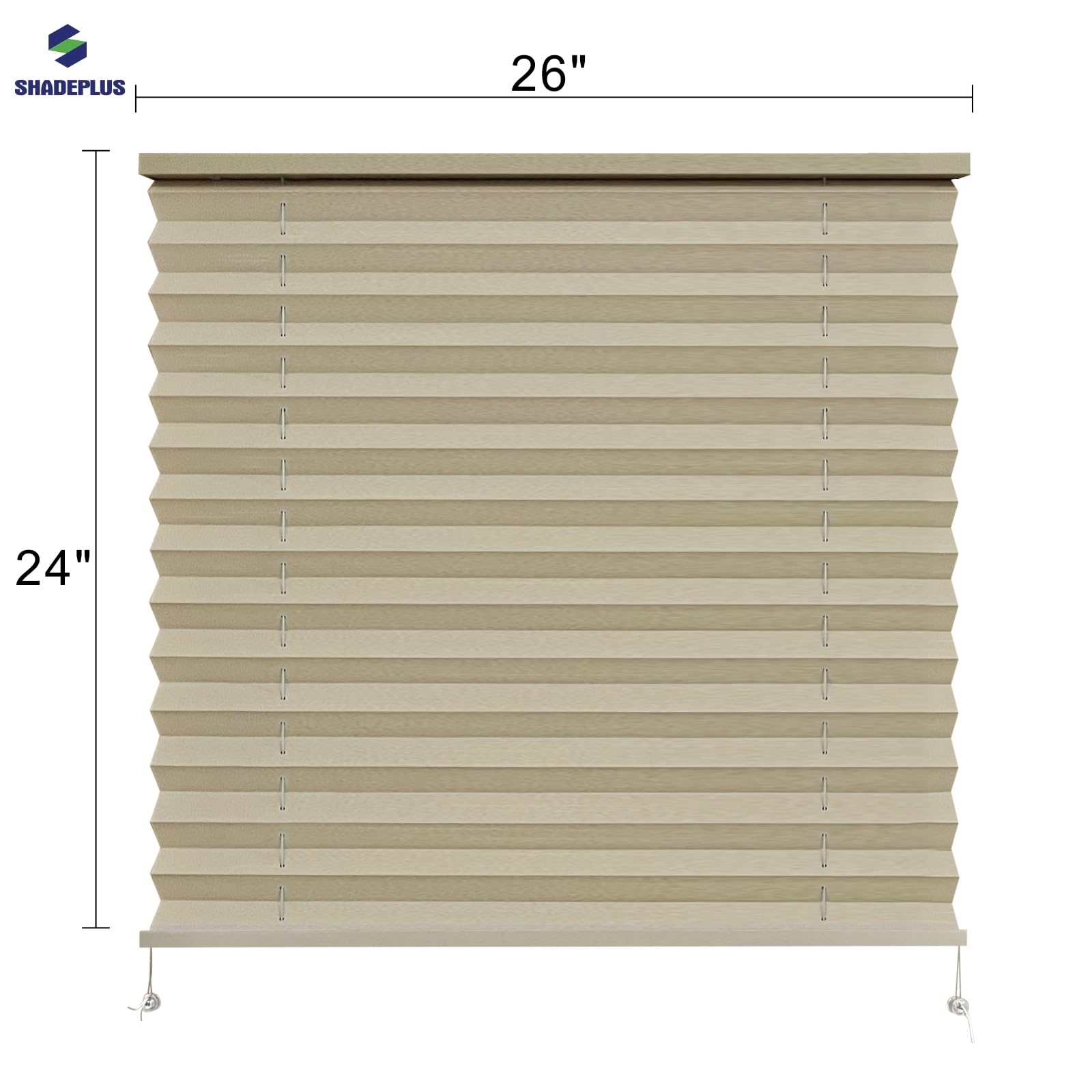 SHADEPLUS RV Pleated Shades, 26inW x 24inH, Cappuccino, Polyester Blend, Model NBZL-CAP-26/24