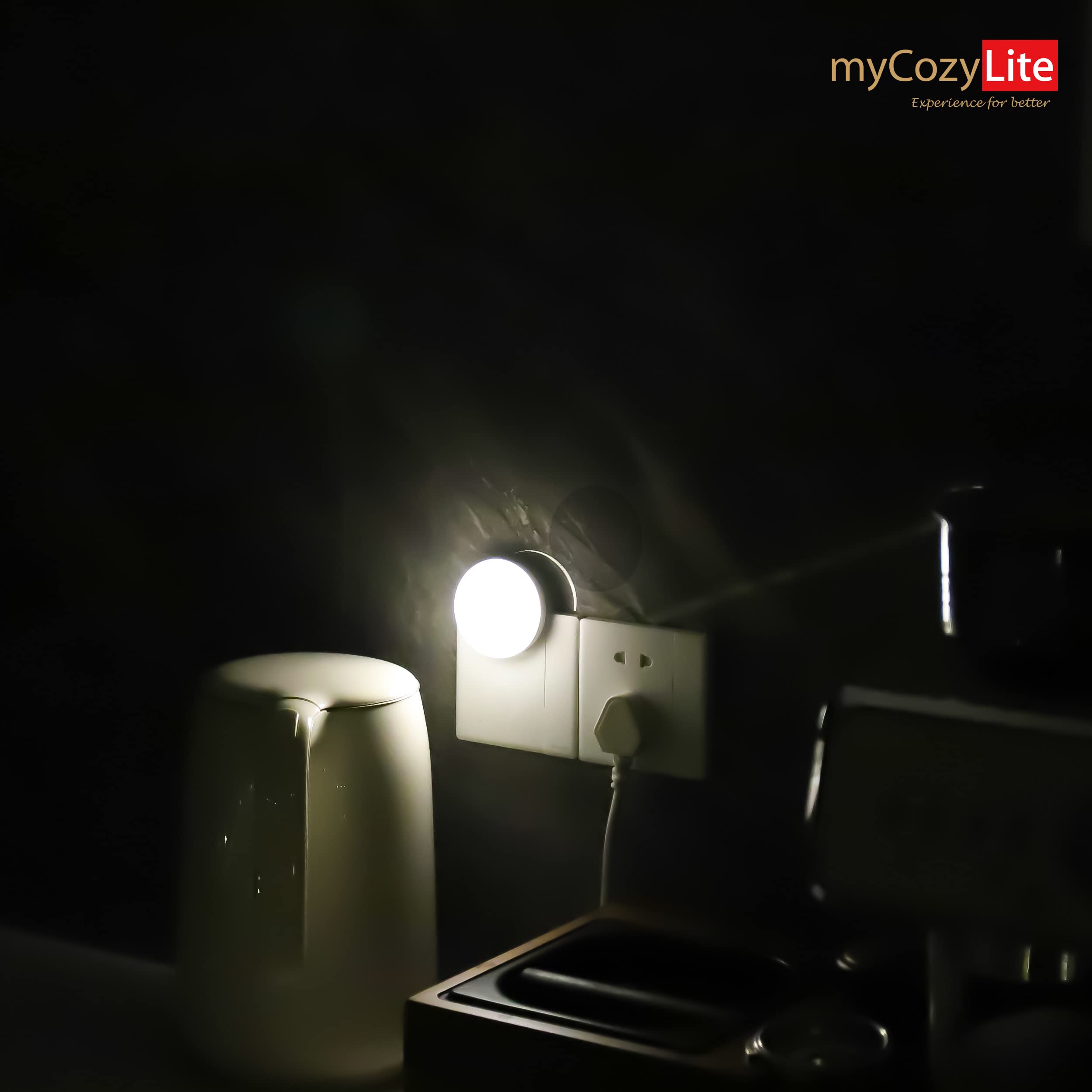 myCozyLite LED Motion Sensor Night Light, 2 Pack, Energy Efficient, Daylight White, Plug-in, for Bathroom, Bedroom, Kitchen, Hallway
