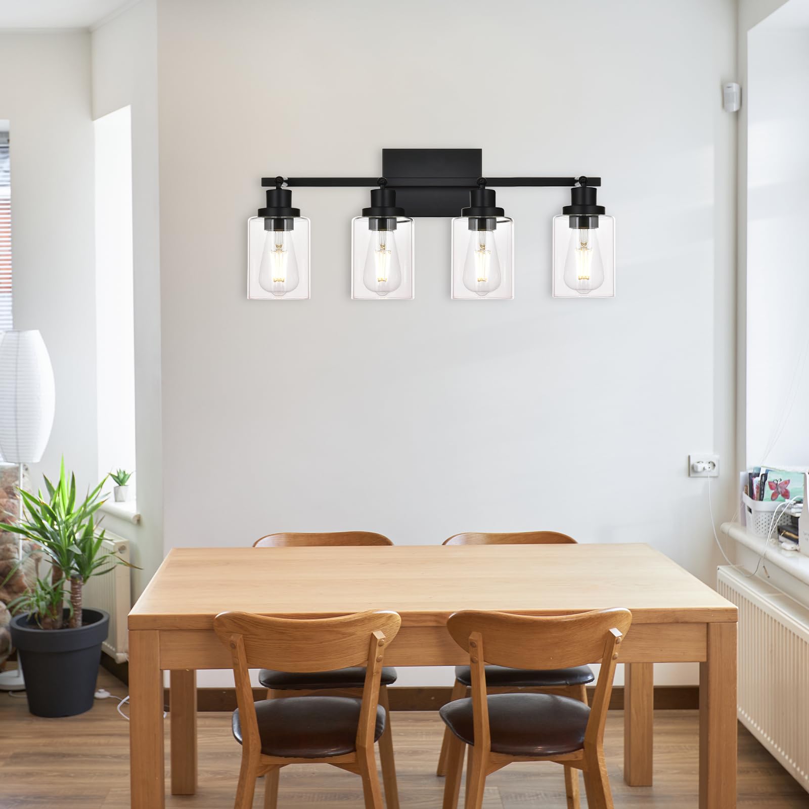 Wanluce 4-Light Track Lighting Kit Black Track Lighting Fixtures Bathroom Wall Sconces Ceiling Mount Kitchen Tracking Lights  Rotatable Spotlight With Clear Glass Shade For Kitchen Shop Hallway