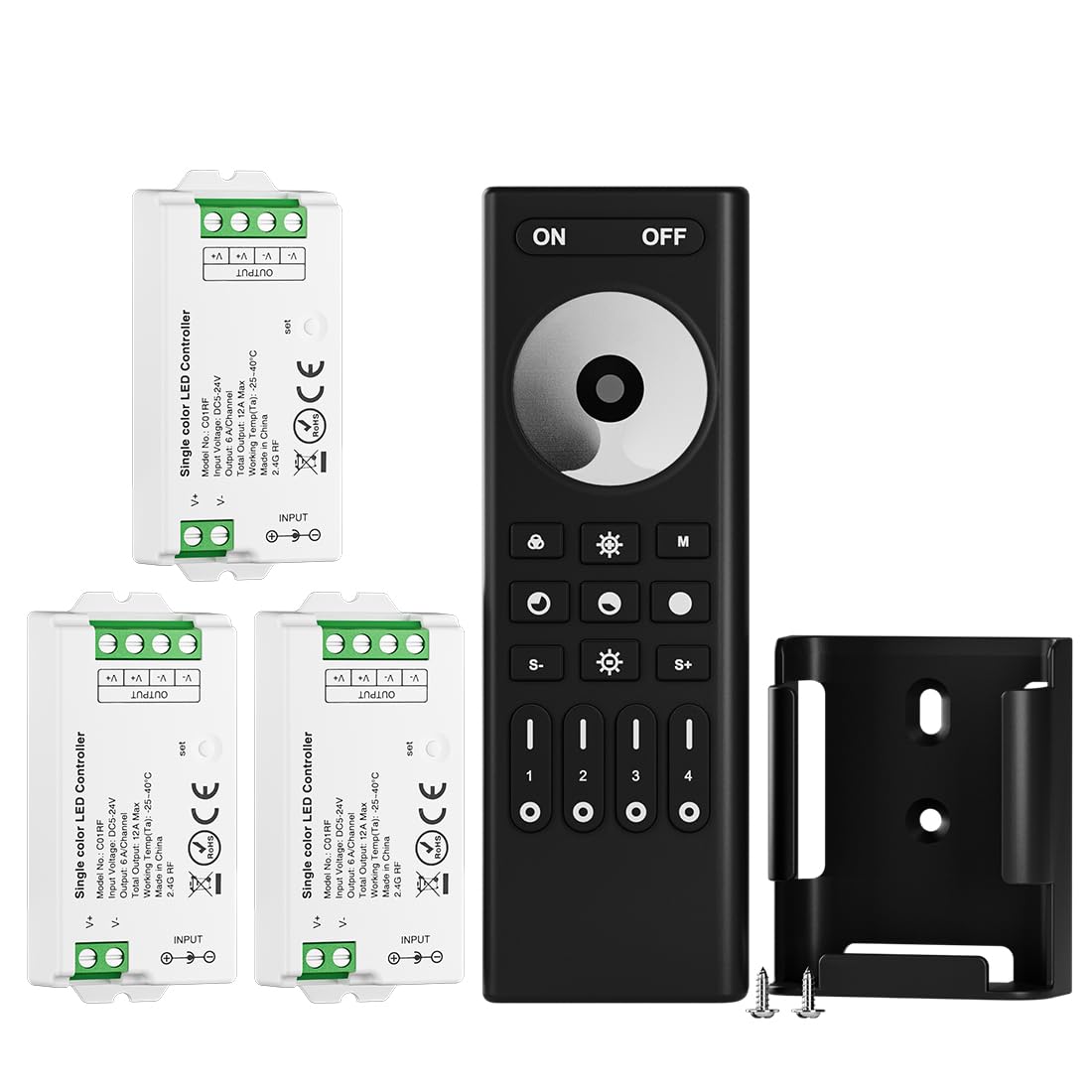 BTF-LIGHTING 5050SMD FCOB COB Dimming RF 2.4GHz Wireless Remote RC01RFB &3PCS C01RF Tuya Controller Kit 4 Zones Group Control PW