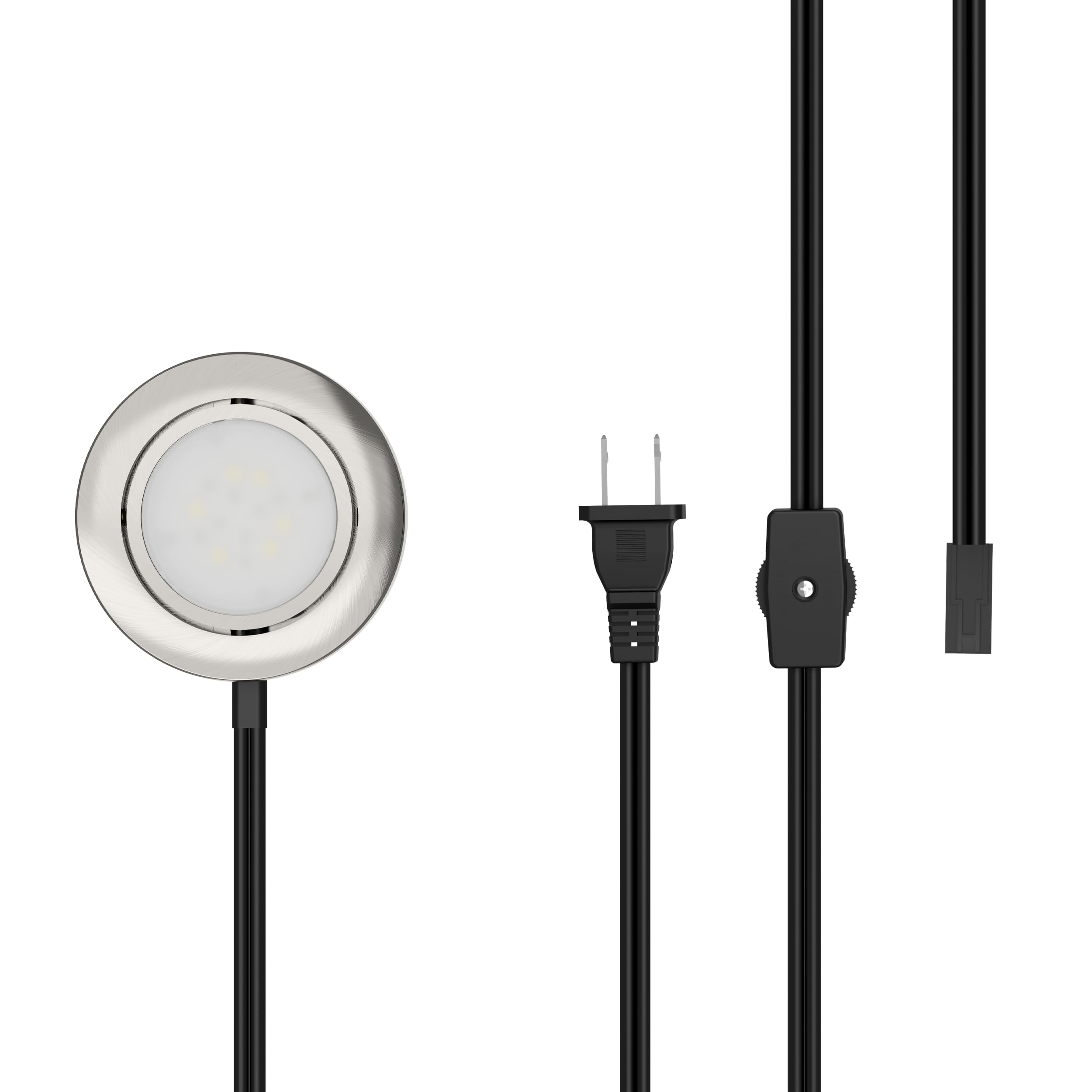 GETINLIGHT Swivel LED Puck Light Kit, Warm White 2700K, Brushed Nickel, Metal, Model IN-0107-1S-SN-27, 1-Puck