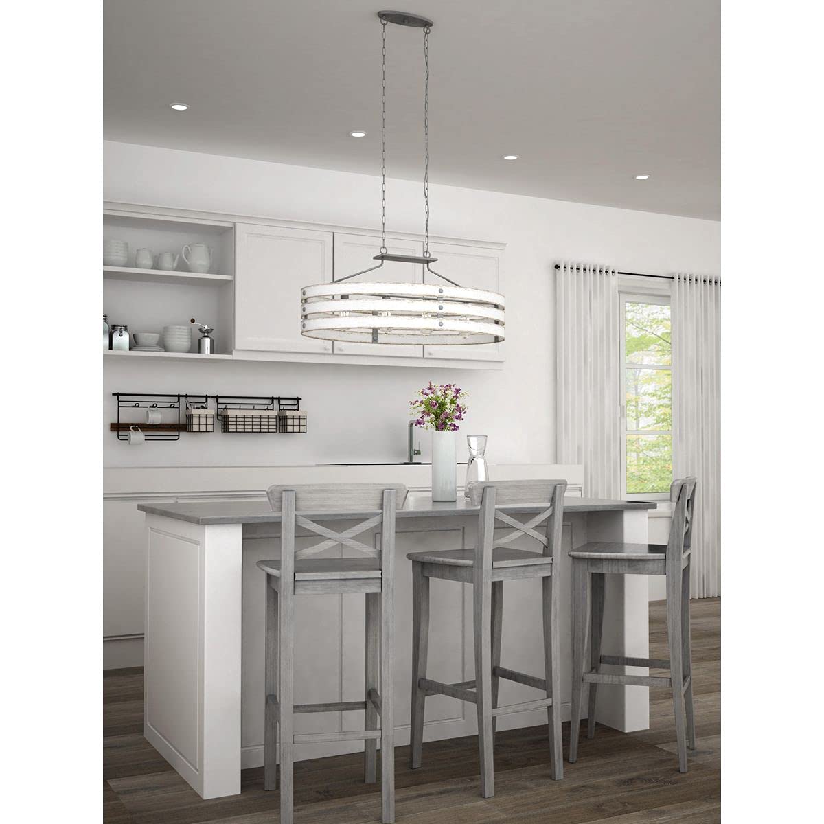 Progress Lighting Gulliver Collection 4-Light Coastal Linear Chandelier Light Galvanized, Gray